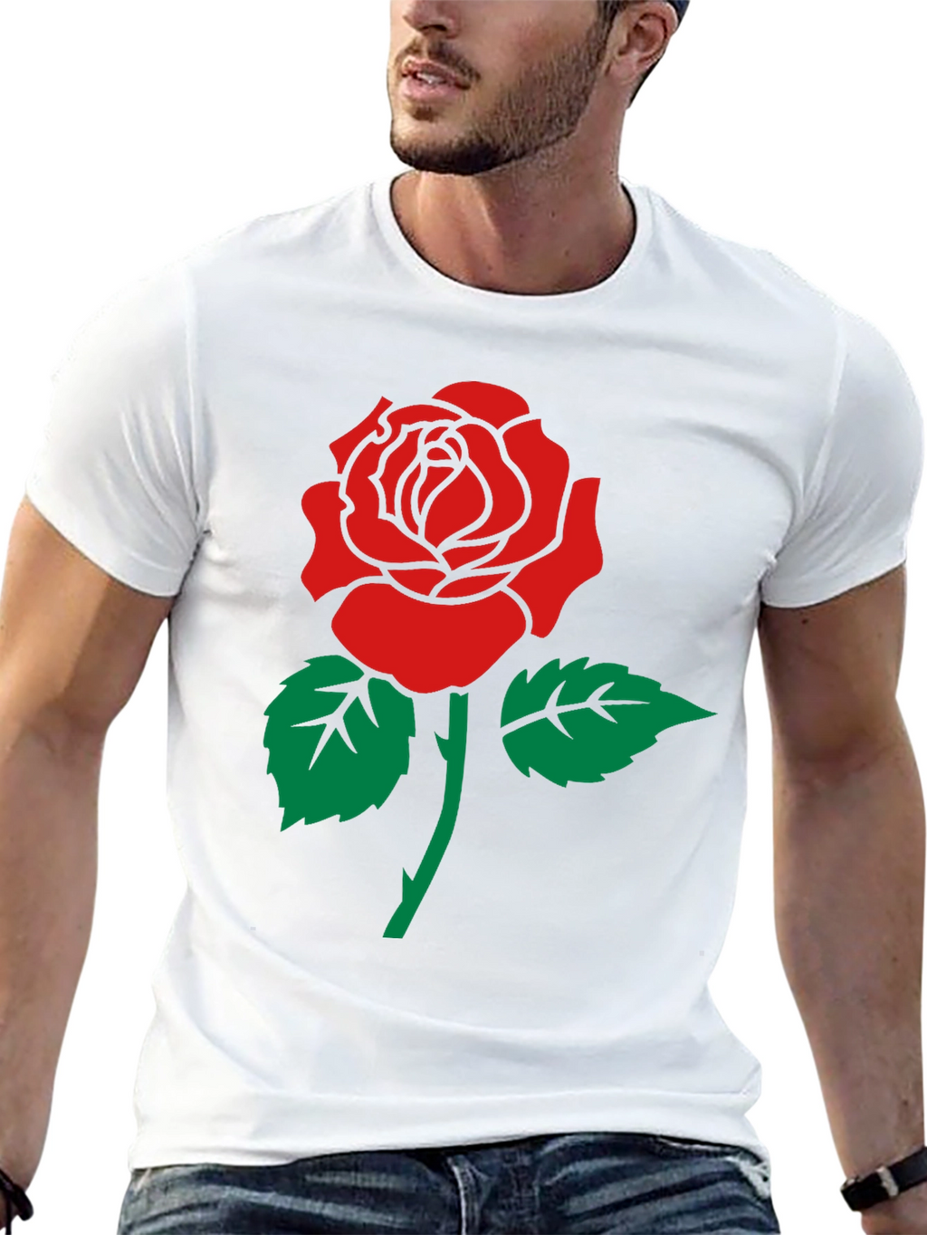Rose Graphic Print Crew Neck T-Shirt