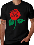 Rose Graphic Print Crew Neck T-Shirt
