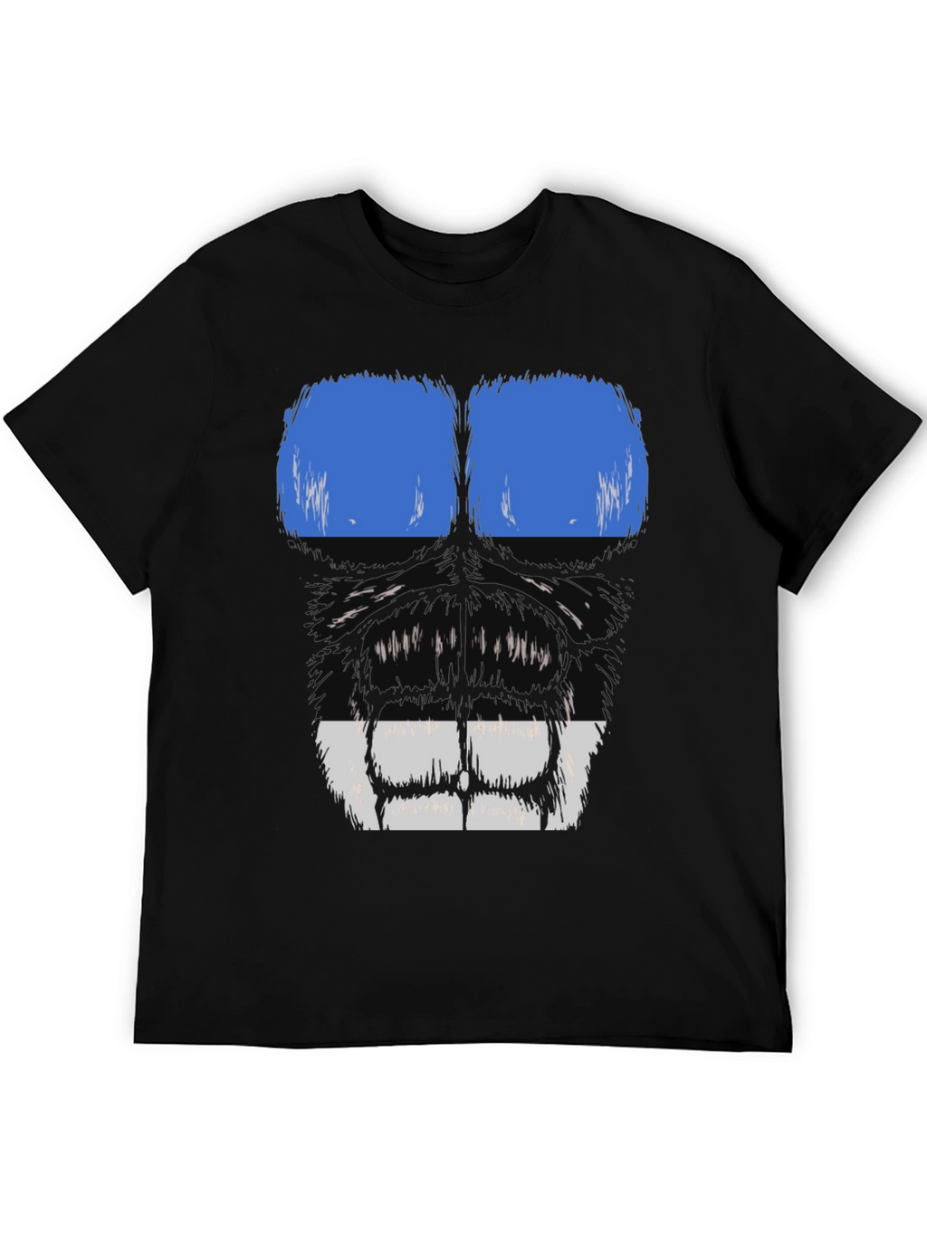 Gorilla Face Graphic T-Shirt - Blue & White