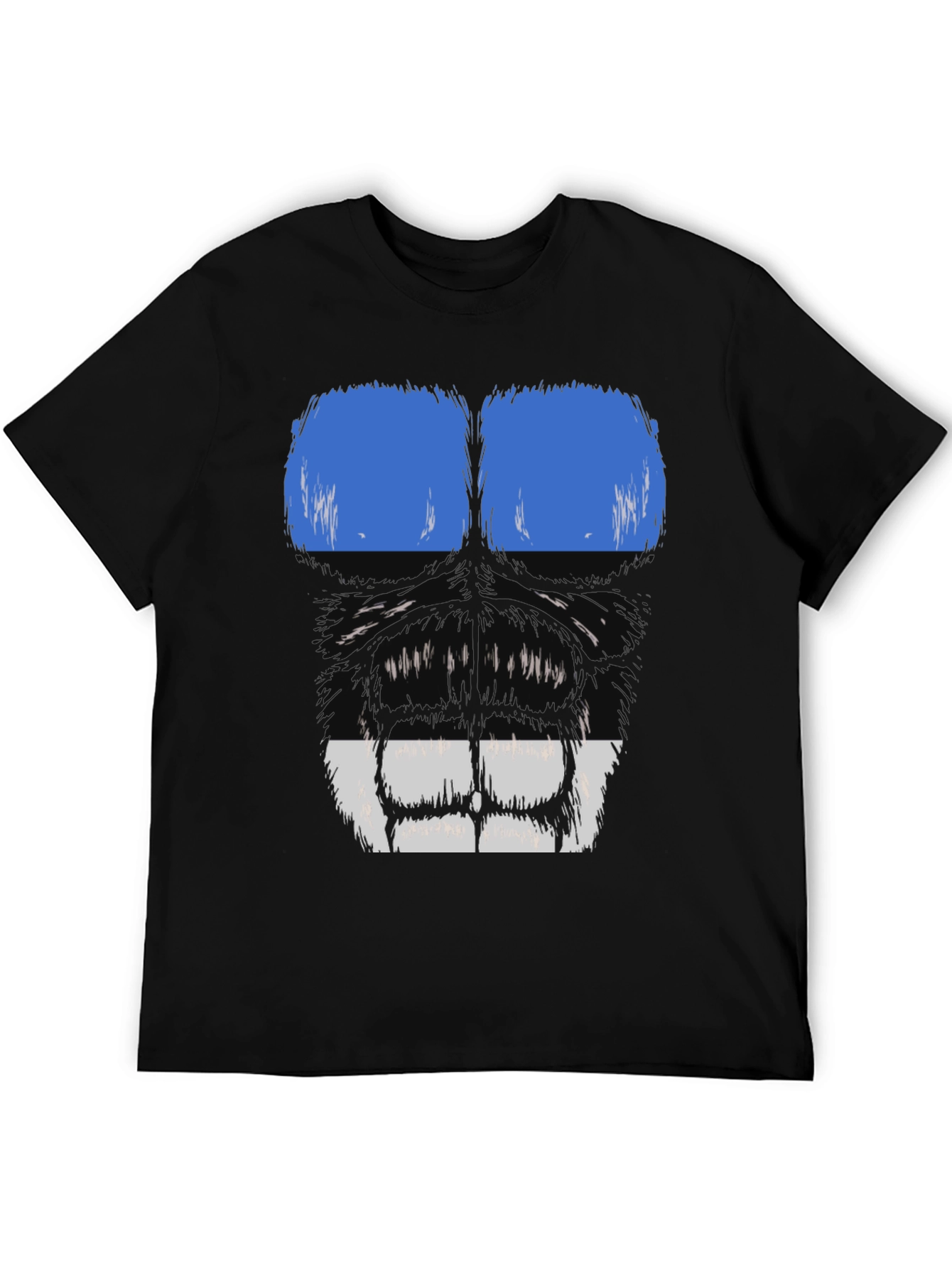 Gorilla Face Graphic T-Shirt - Blue & White