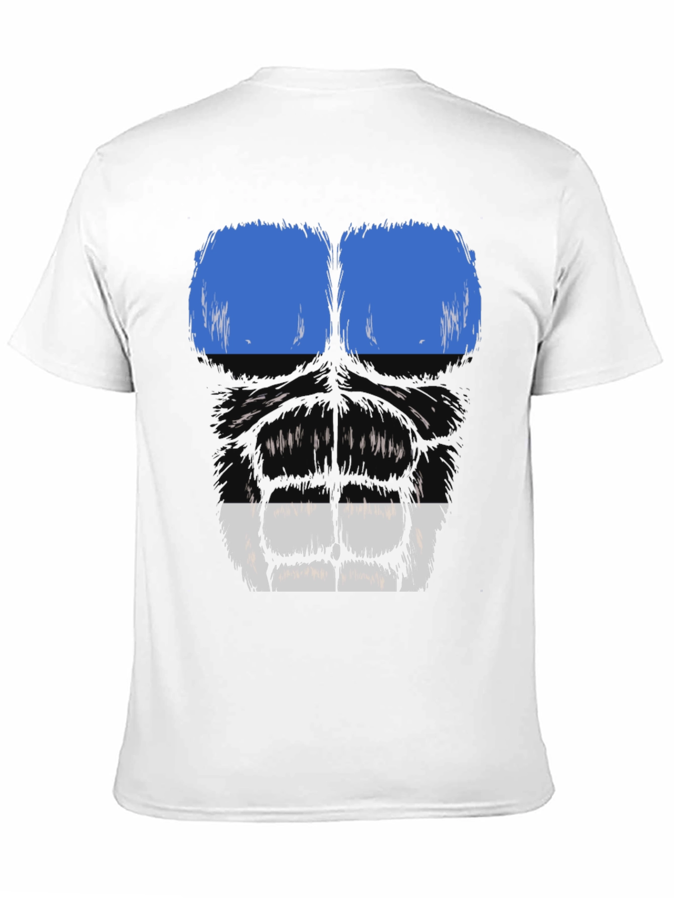 Gorilla Face Graphic T-Shirt - Blue & White