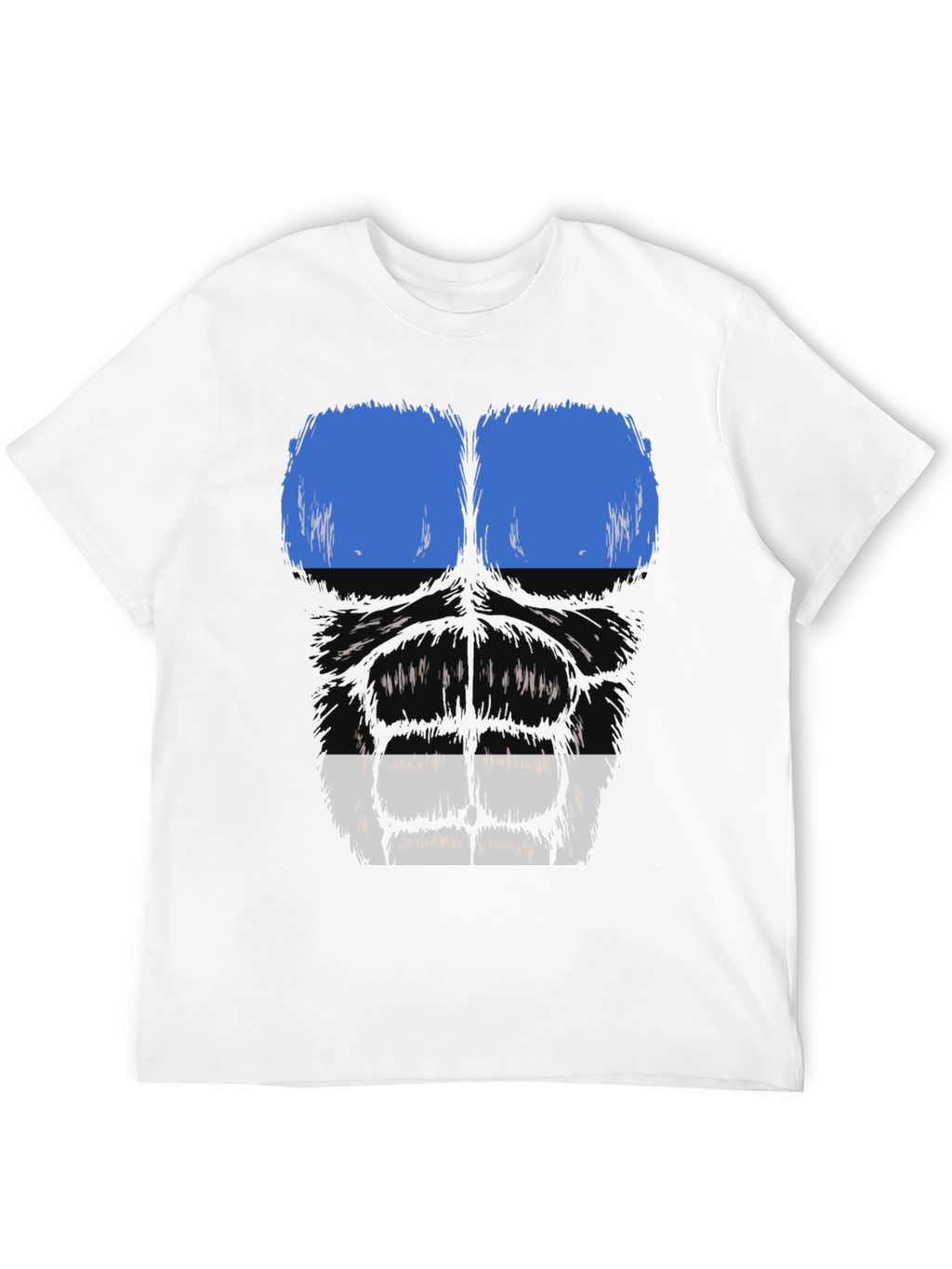 Gorilla Face Graphic T-Shirt - Blue & White