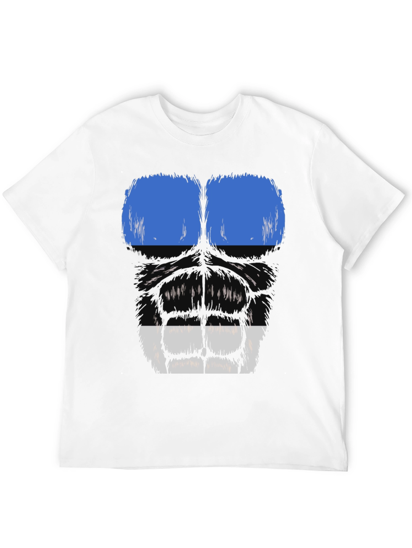 Gorilla Face Graphic T-Shirt - Blue & White