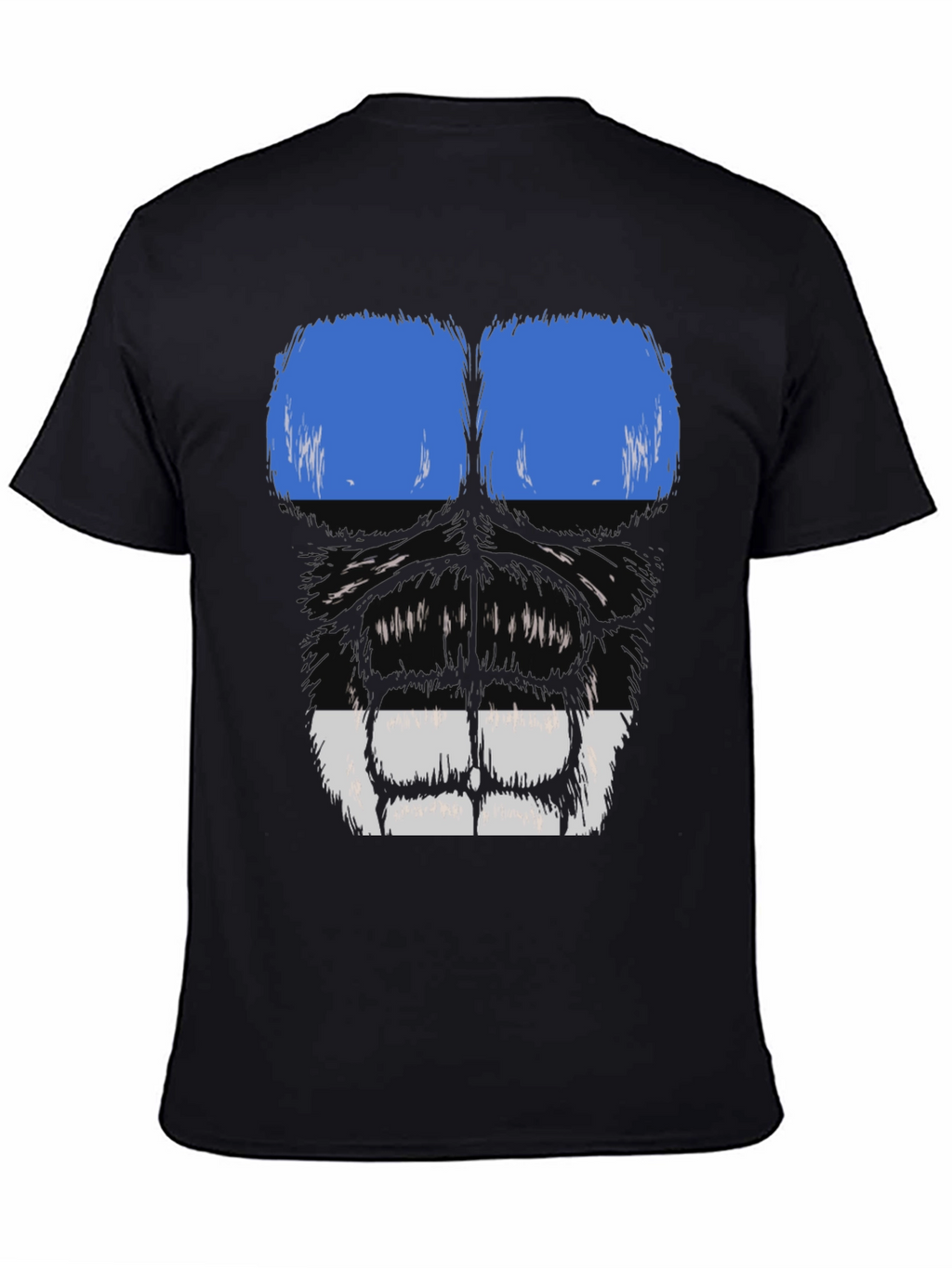 Gorilla Face Graphic T-Shirt - Blue & White