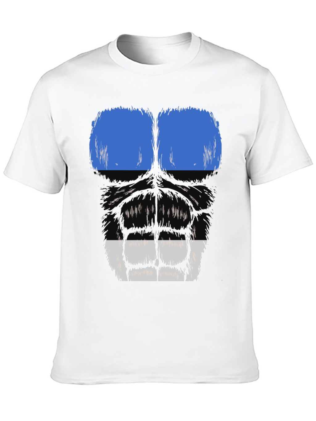 Gorilla Face Graphic T-Shirt - Blue & White