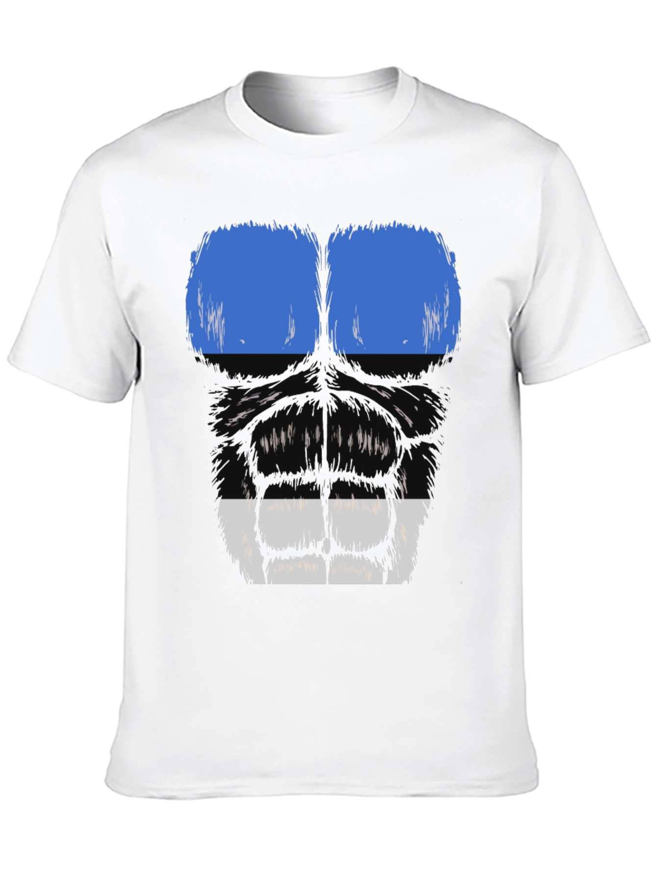 Gorilla Face Graphic T-Shirt - Blue & White