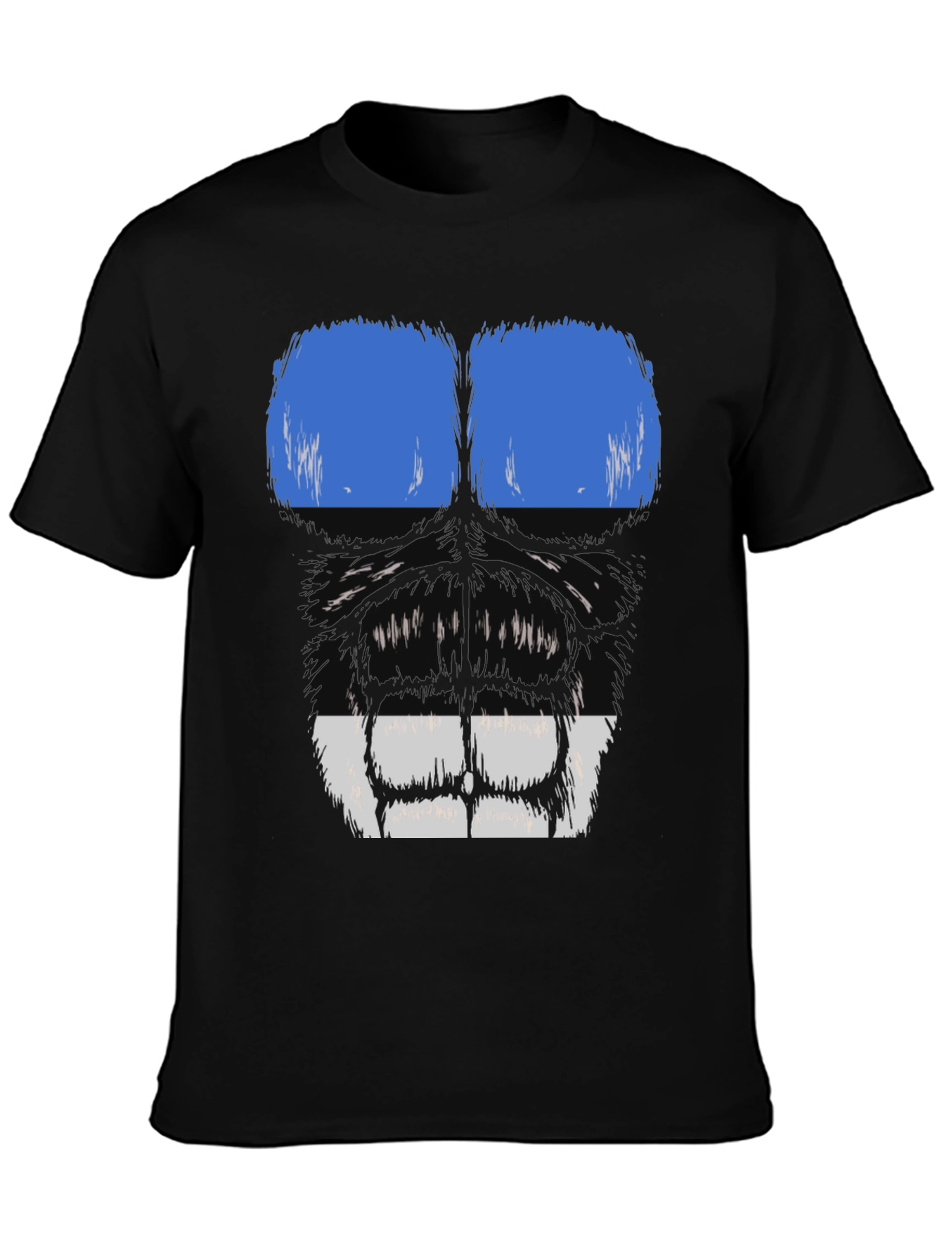 Gorilla Face Graphic T-Shirt - Blue & White