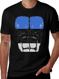 Gorilla Face Graphic T-Shirt - Blue & White