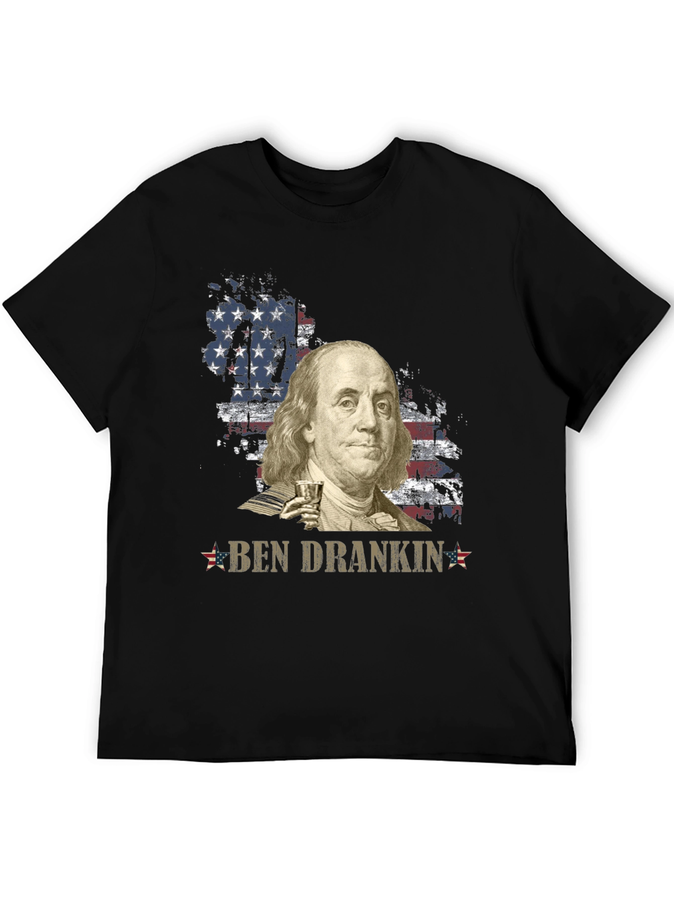 Ben Drankin T-Shirt - Patriotic USA Flag Franklin
