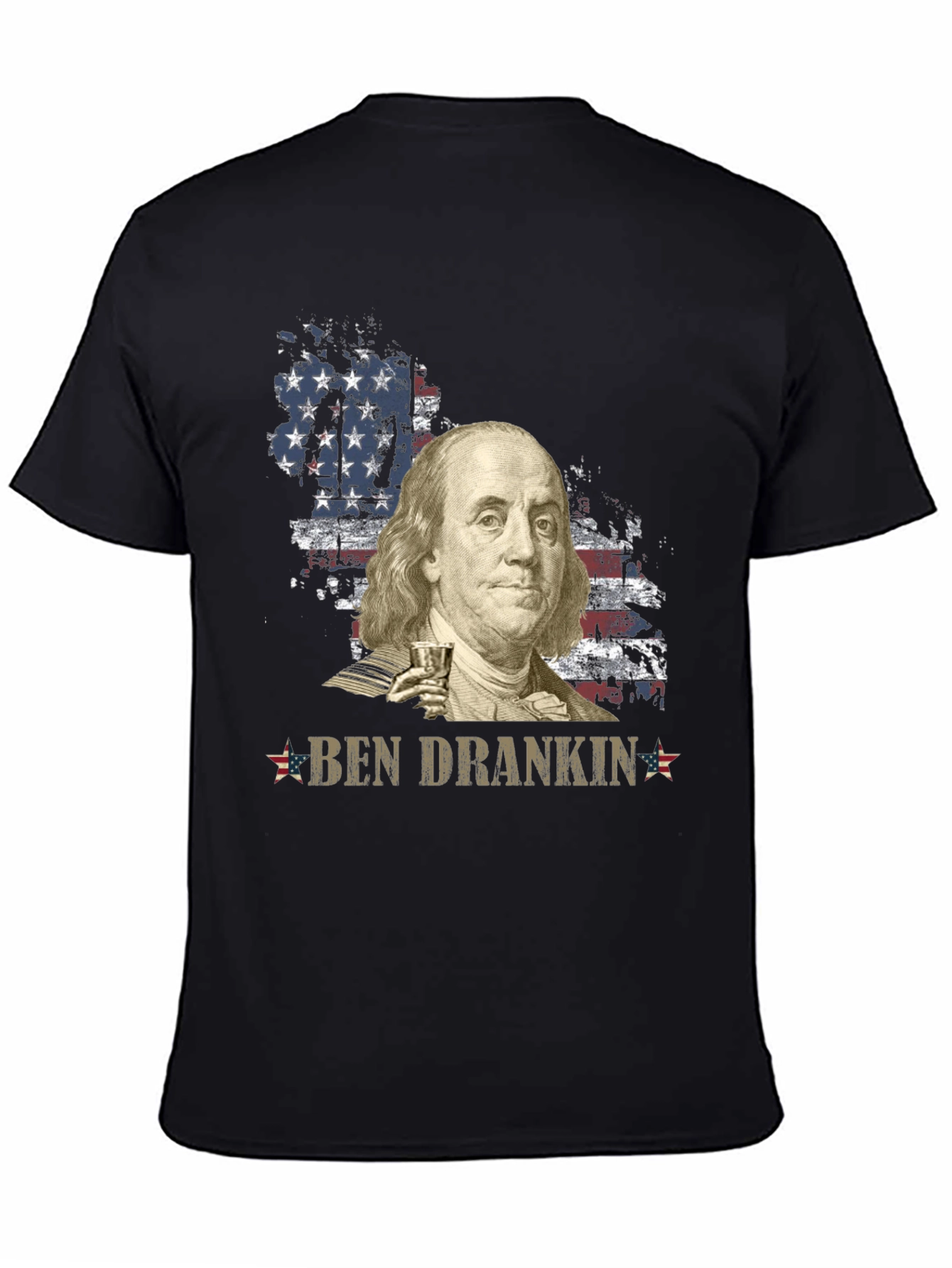Ben Drankin T-Shirt - Patriotic USA Flag Franklin