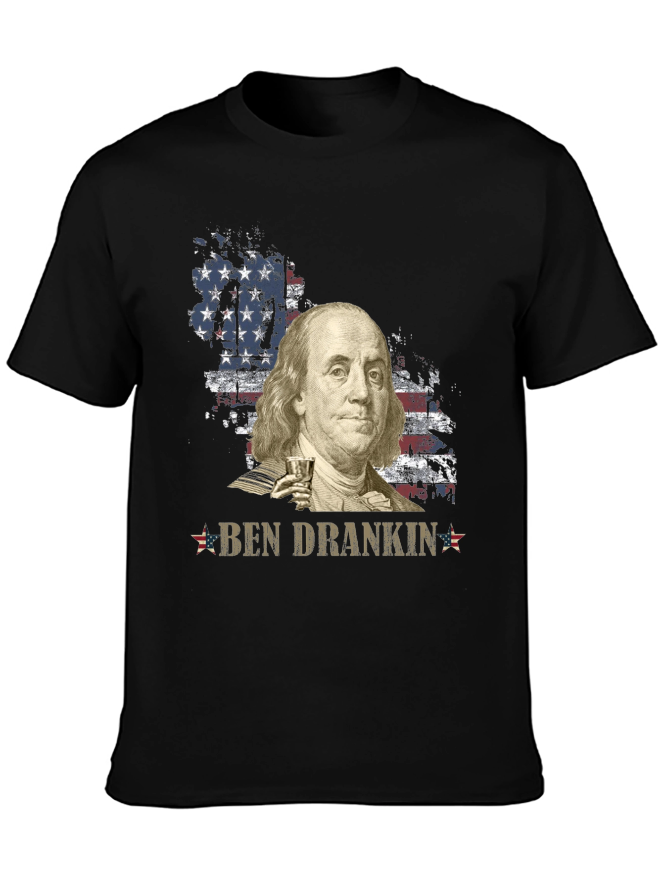 Ben Drankin T-Shirt - Patriotic USA Flag Franklin
