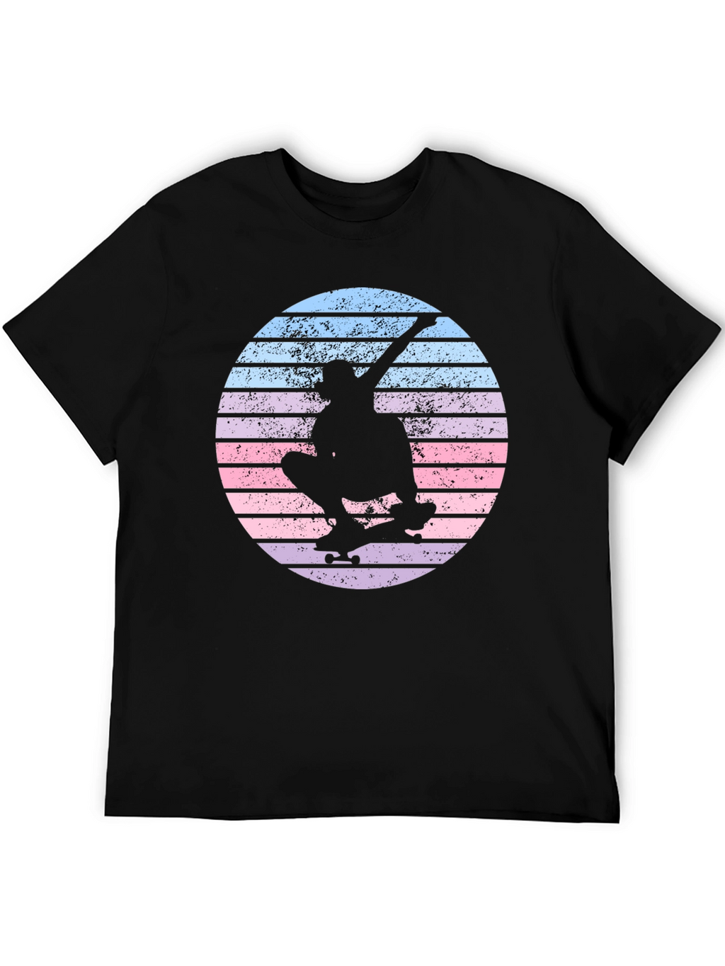 Skateboard Silhouette Tee - Retro Sunset Design