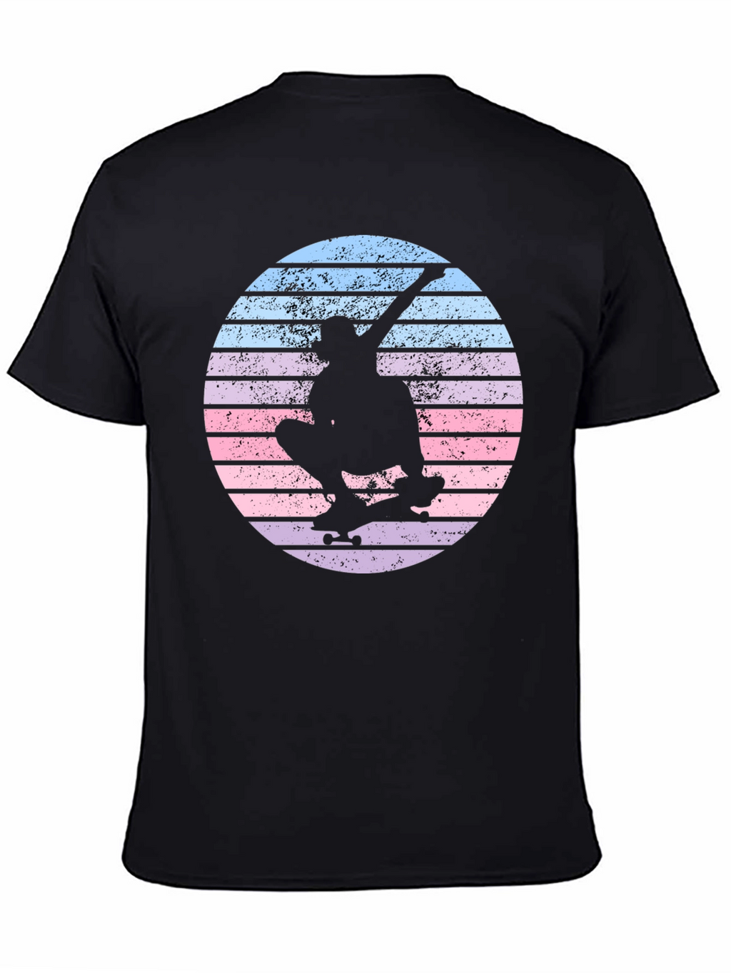 Skateboard Silhouette Tee - Retro Sunset Design