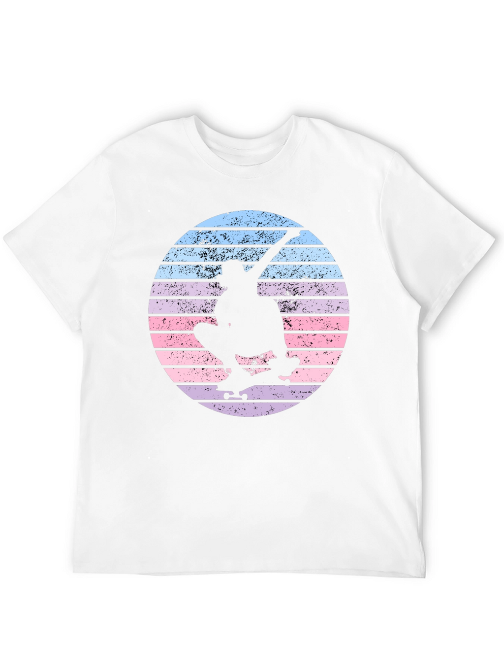 Skateboard Silhouette Tee - Retro Sunset Design