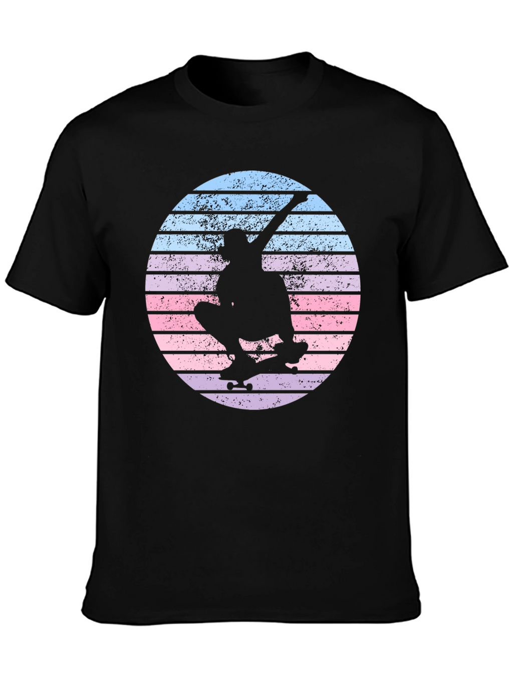 Skateboard Silhouette Tee - Retro Sunset Design