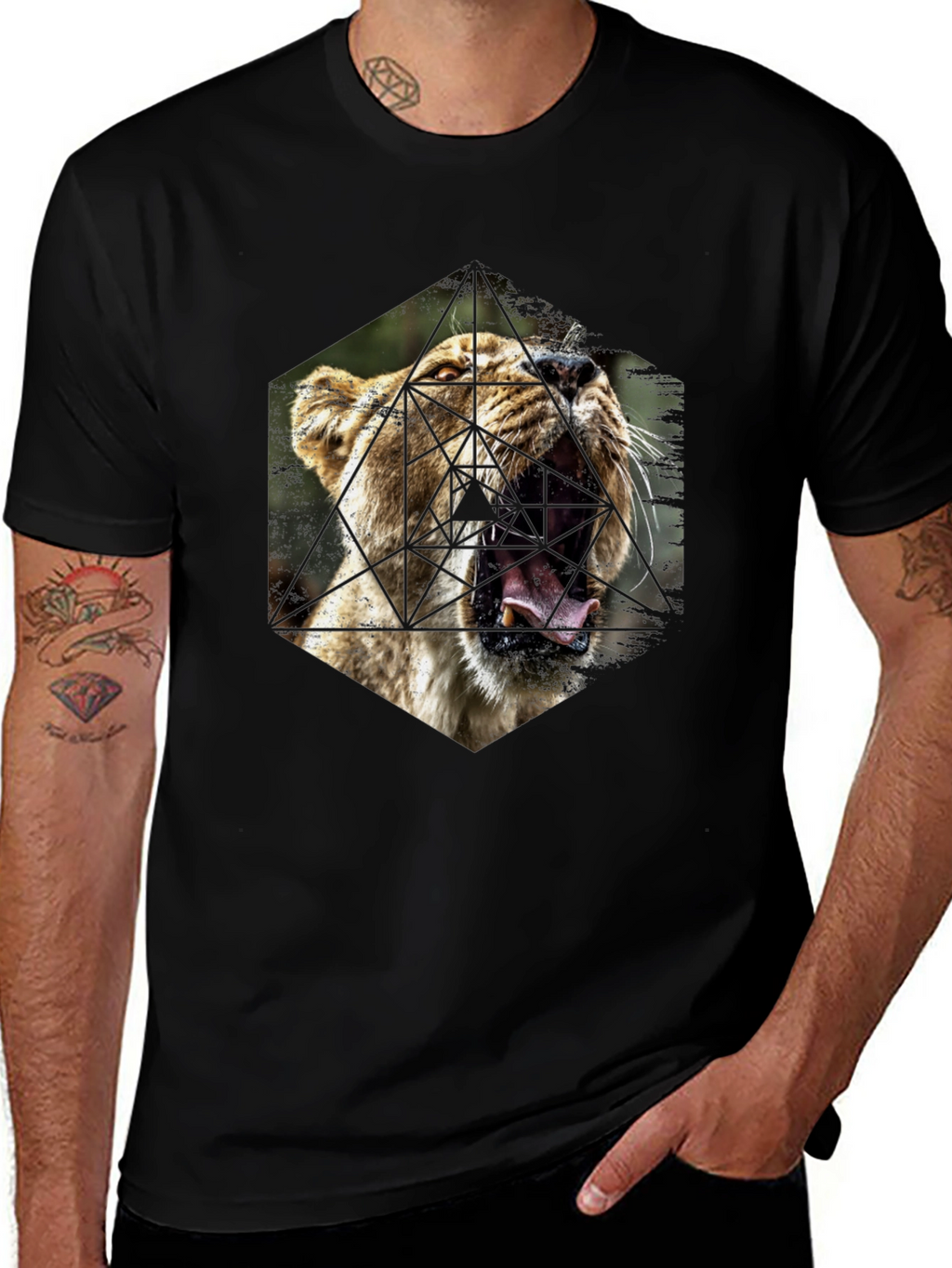 Geometric Lion Graphic Tee - Modern Menswear