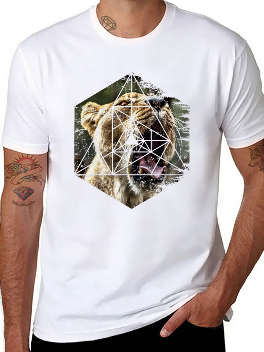 Geometric Lion Graphic Tee - Modern Menswear