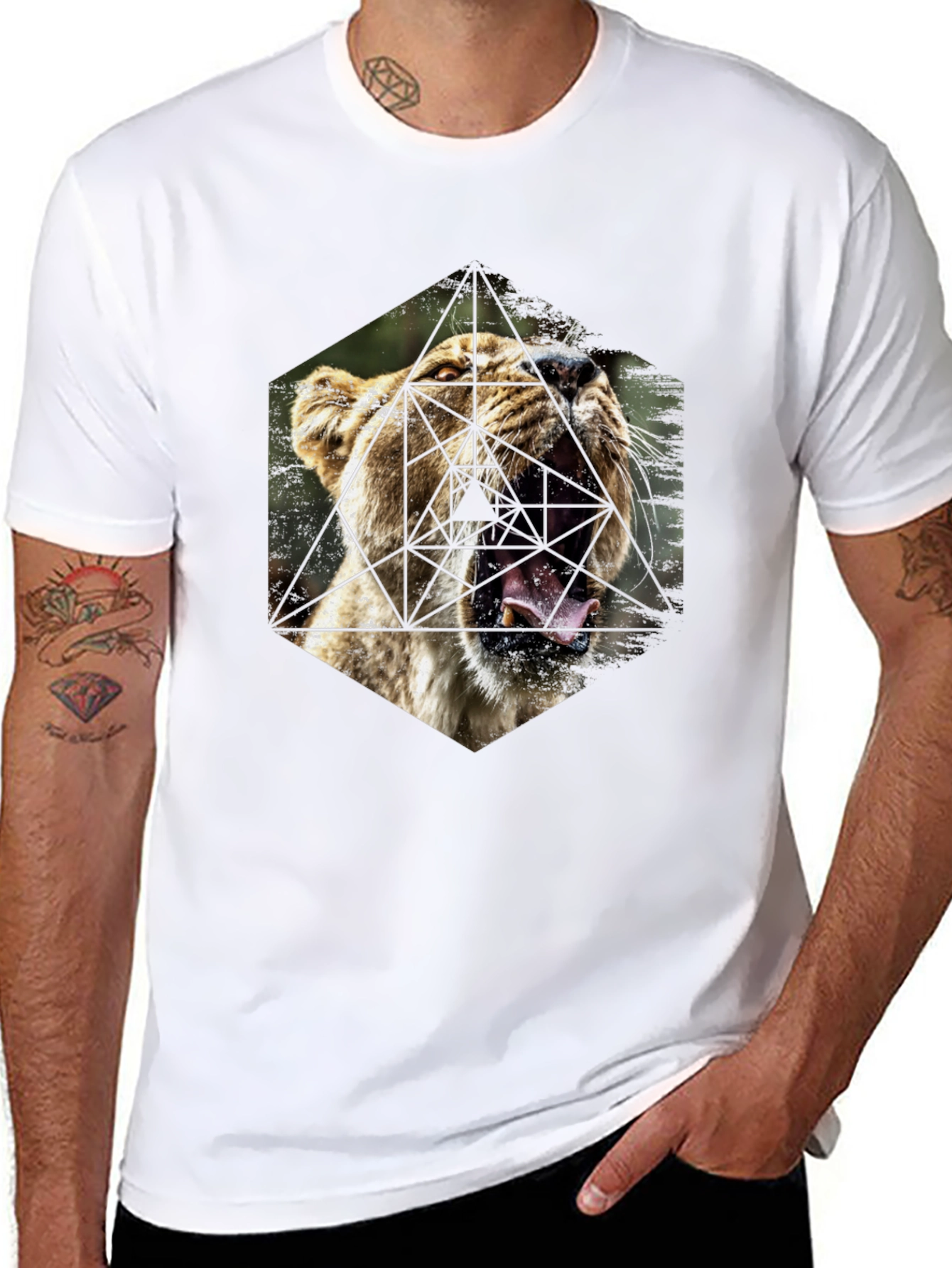 Geometric Lion Graphic Tee - Modern Menswear