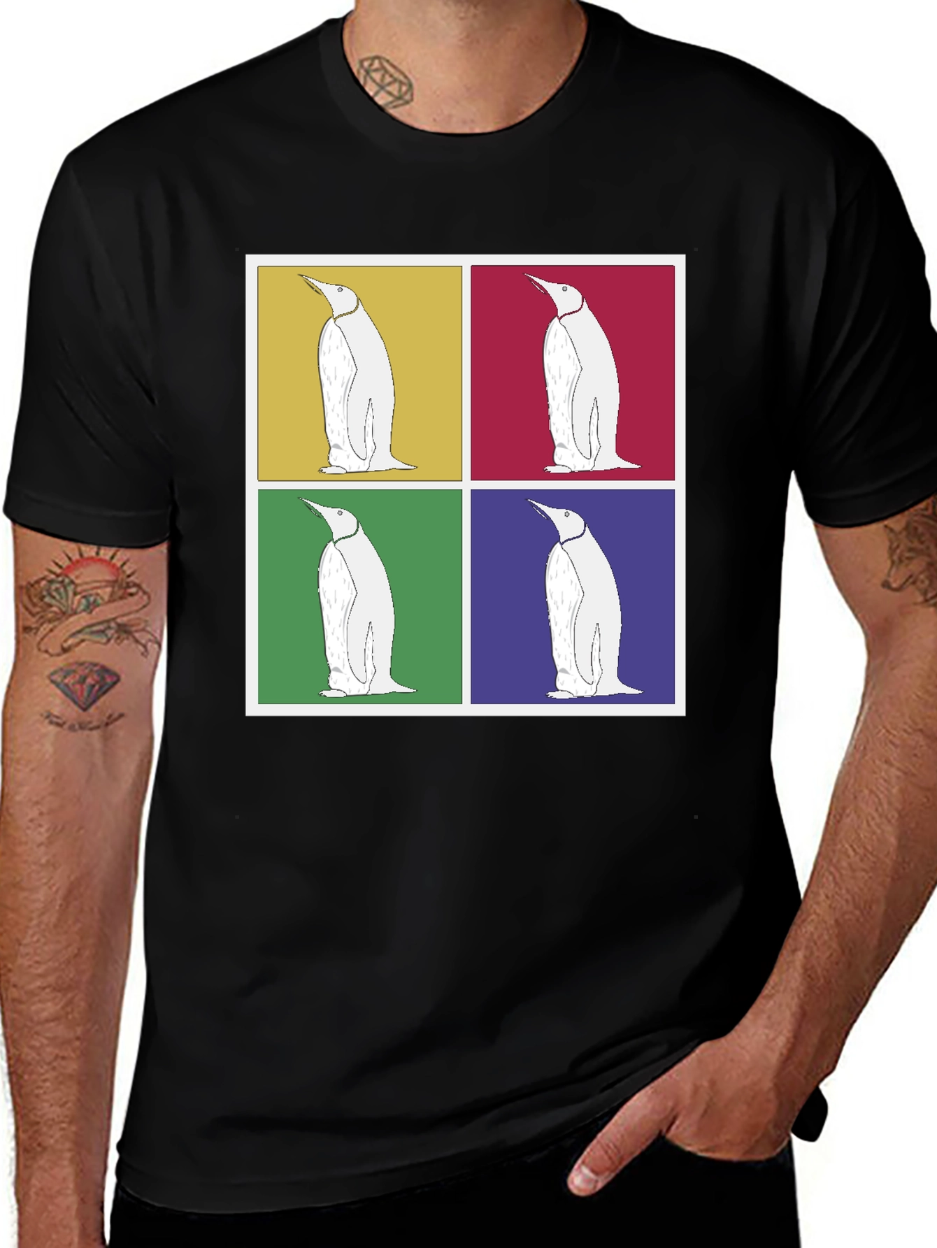 Penguin Pop Art T-Shirt Novelty Graphic Tee