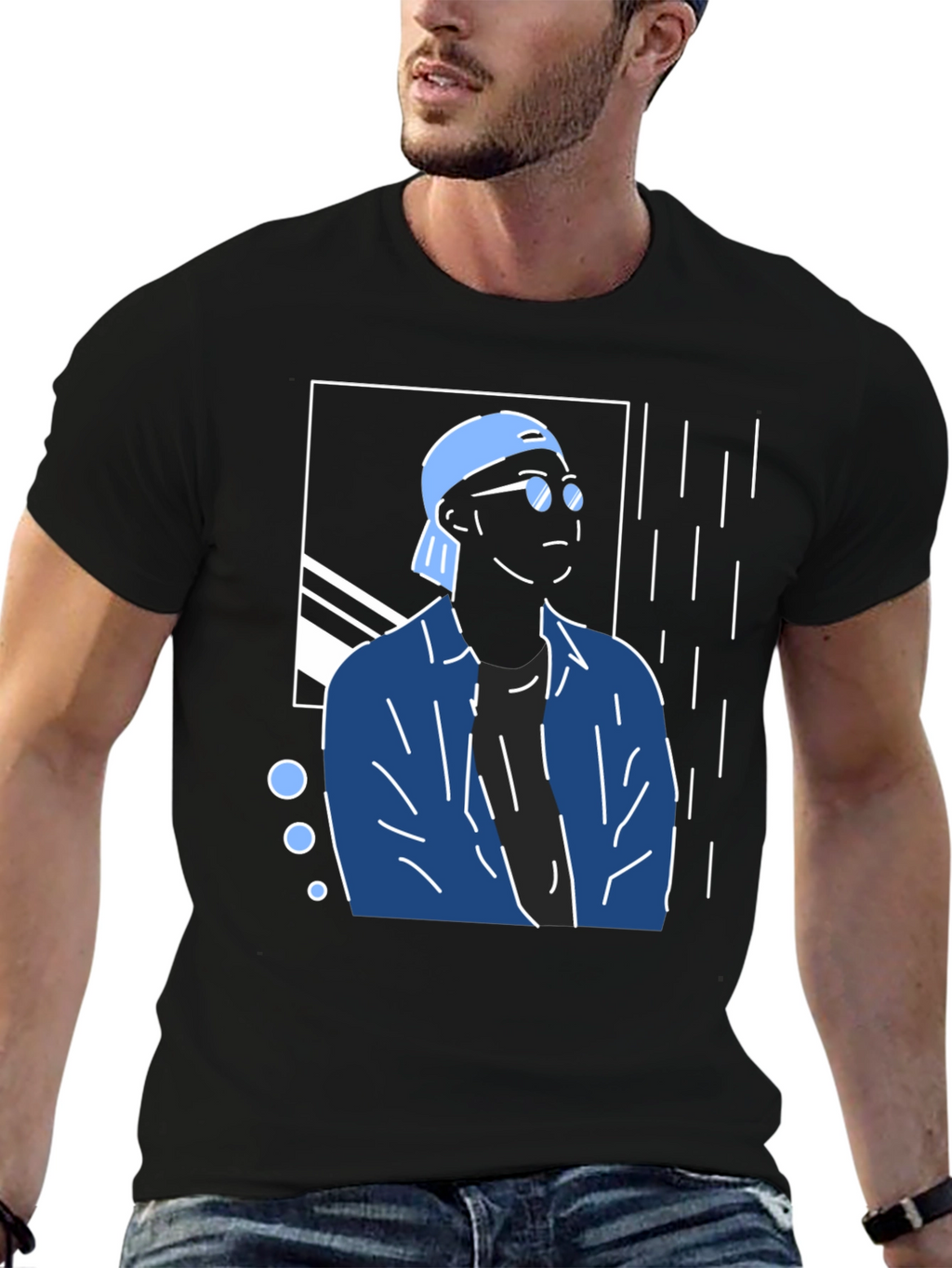 Trendy Graphic Tee - Cool Man Design