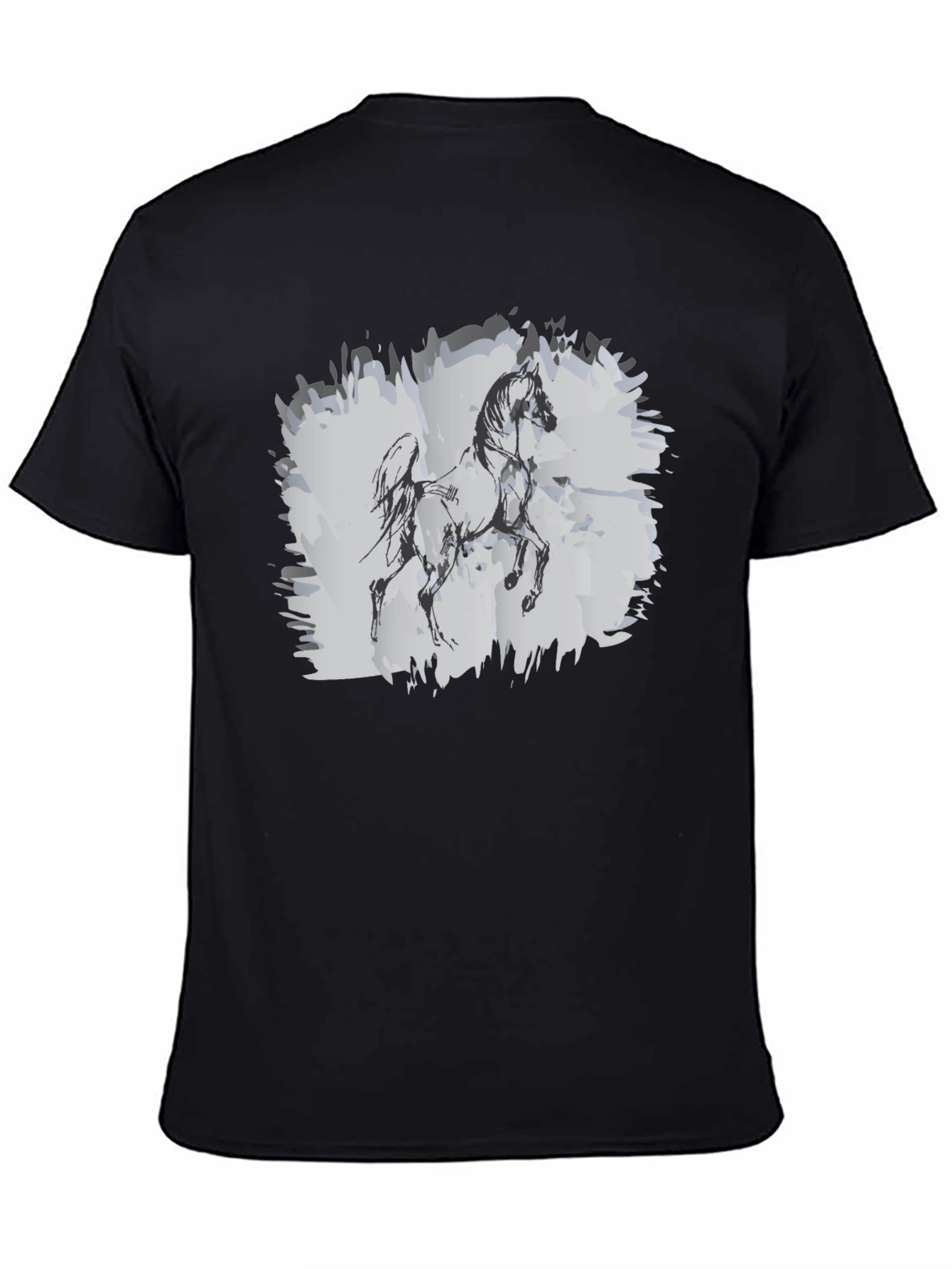 Horse Sketch Graphic Black T-Shirt