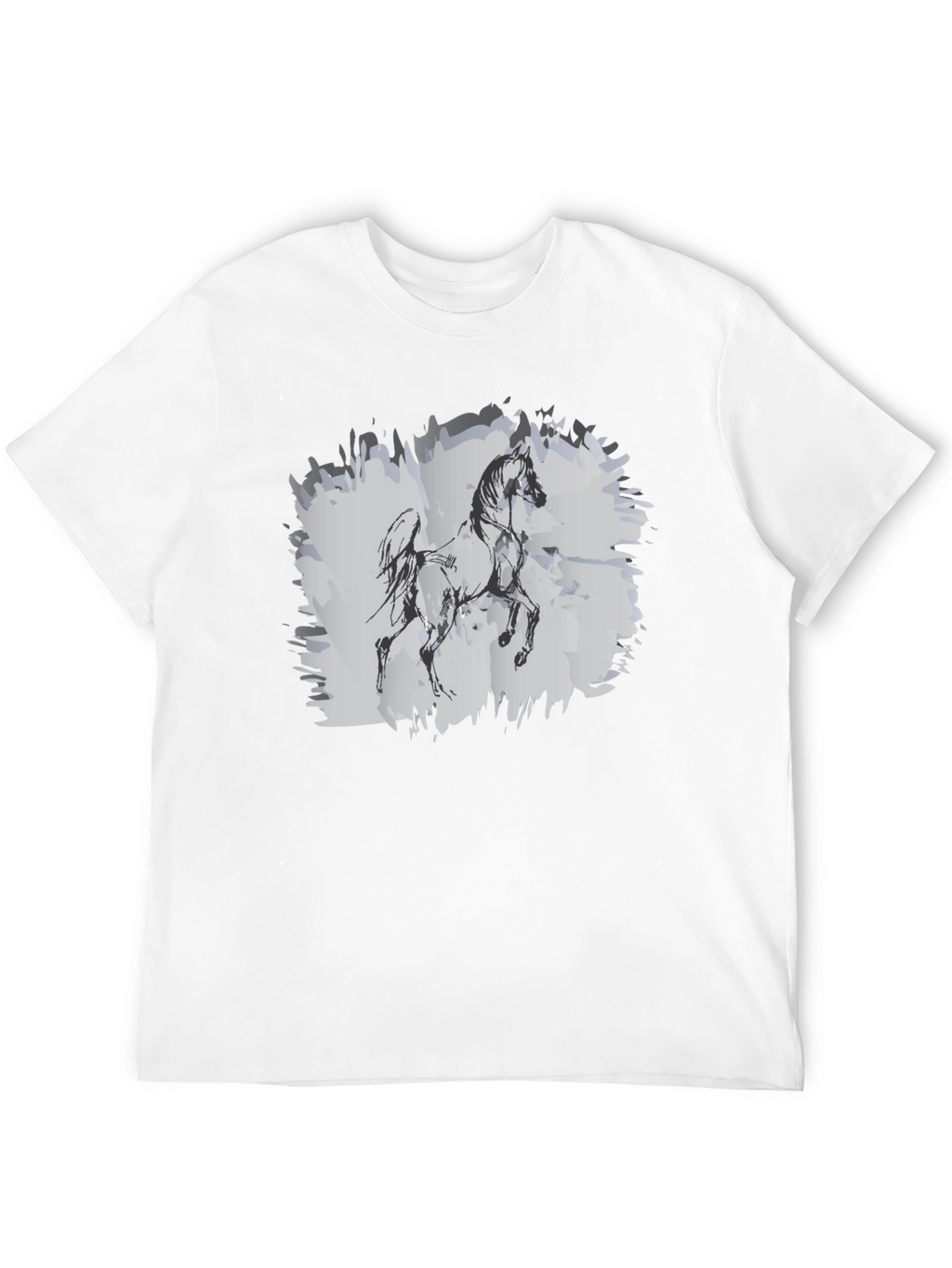Horse Sketch Graphic Black T-Shirt