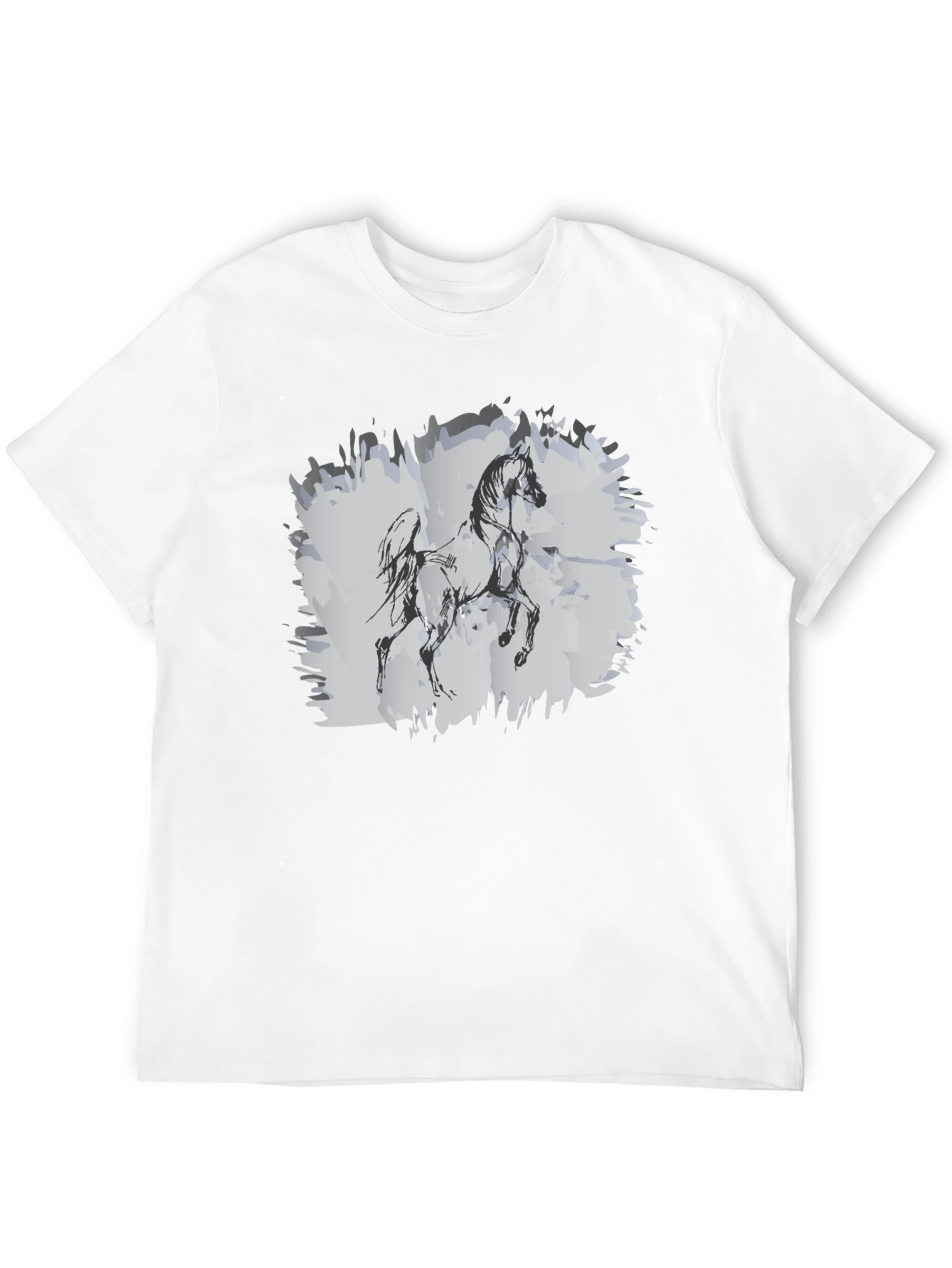 Horse Sketch Graphic Black T-Shirt