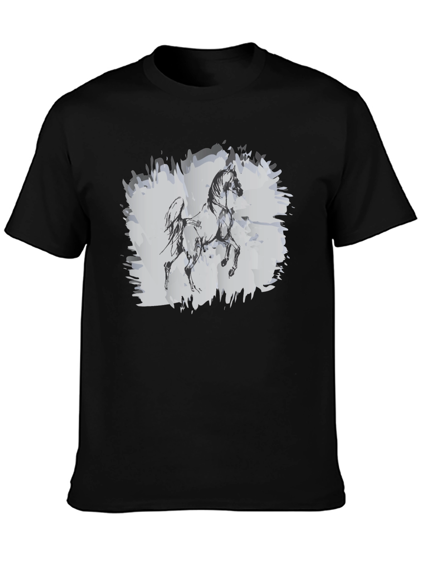 Horse Sketch Graphic Black T-Shirt