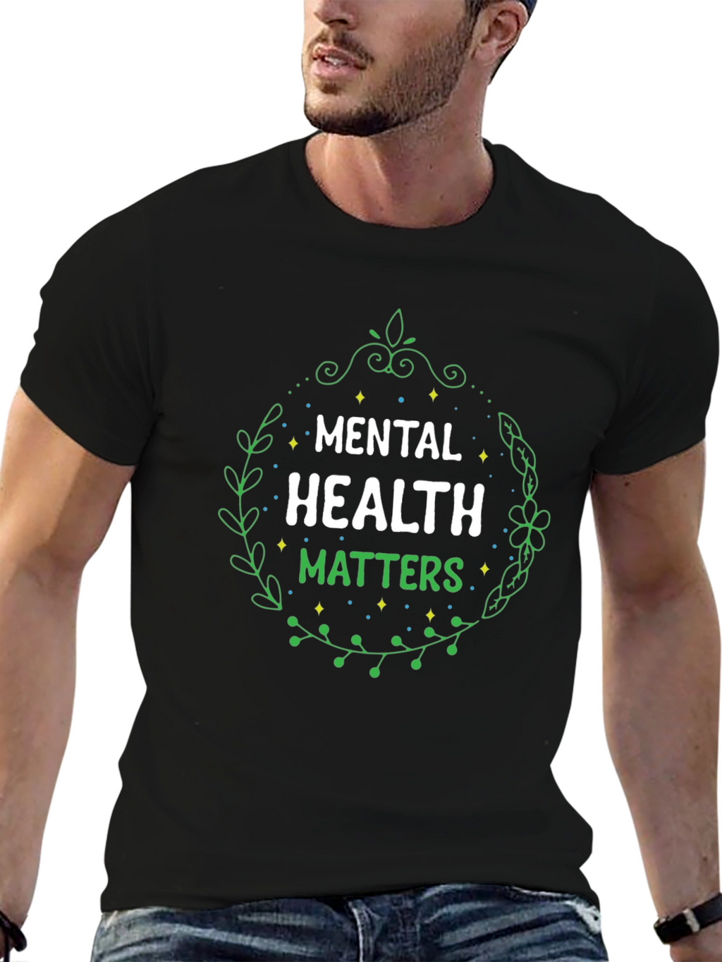 Mental Health Matters Black Graphic T-Shirt