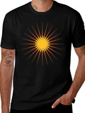 Black T-Shirt with Retro Sun Graphic