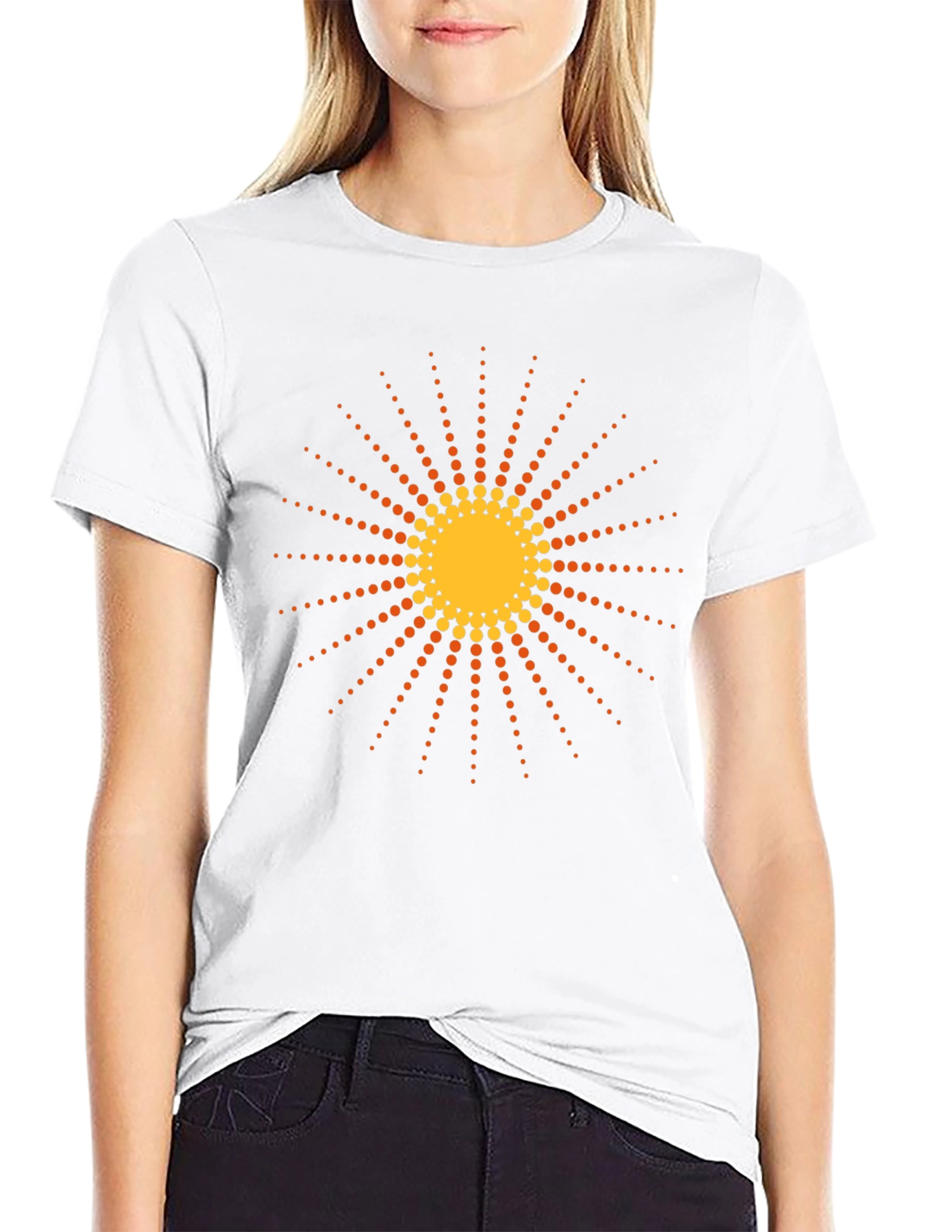 Black T-Shirt with Retro Sun Graphic