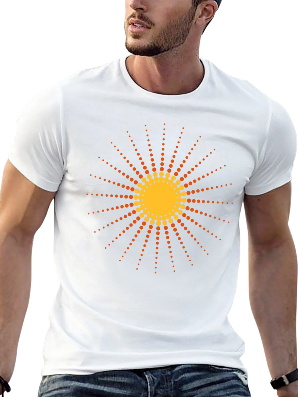Black T-Shirt with Retro Sun Graphic