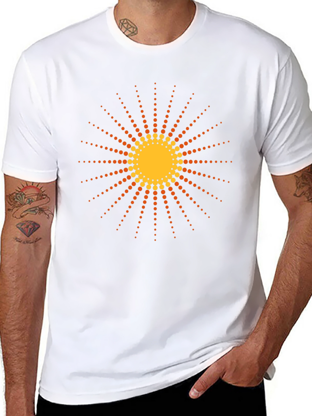 Black T-Shirt with Retro Sun Graphic
