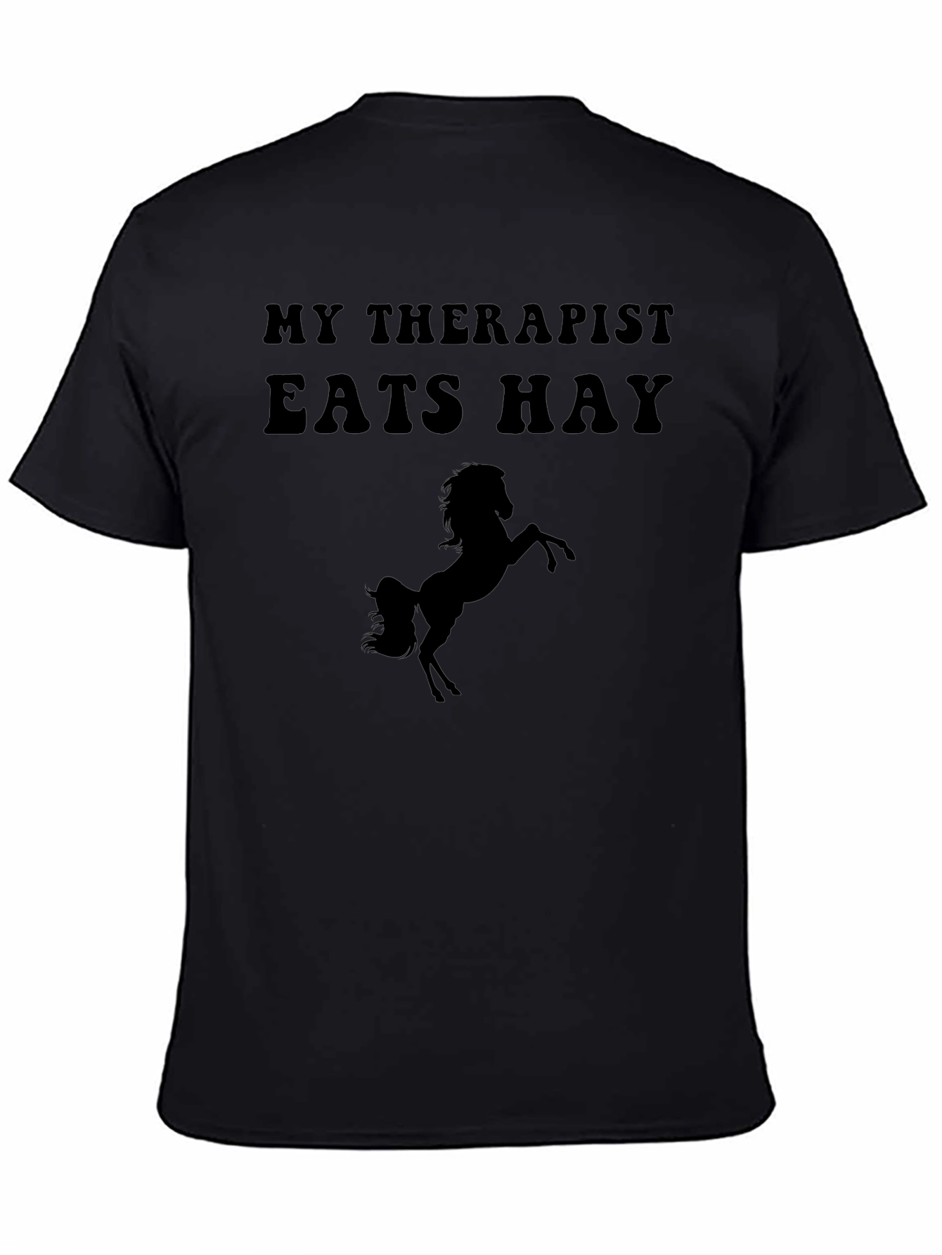 My Therapist Eats Hay Black Graphic Tee