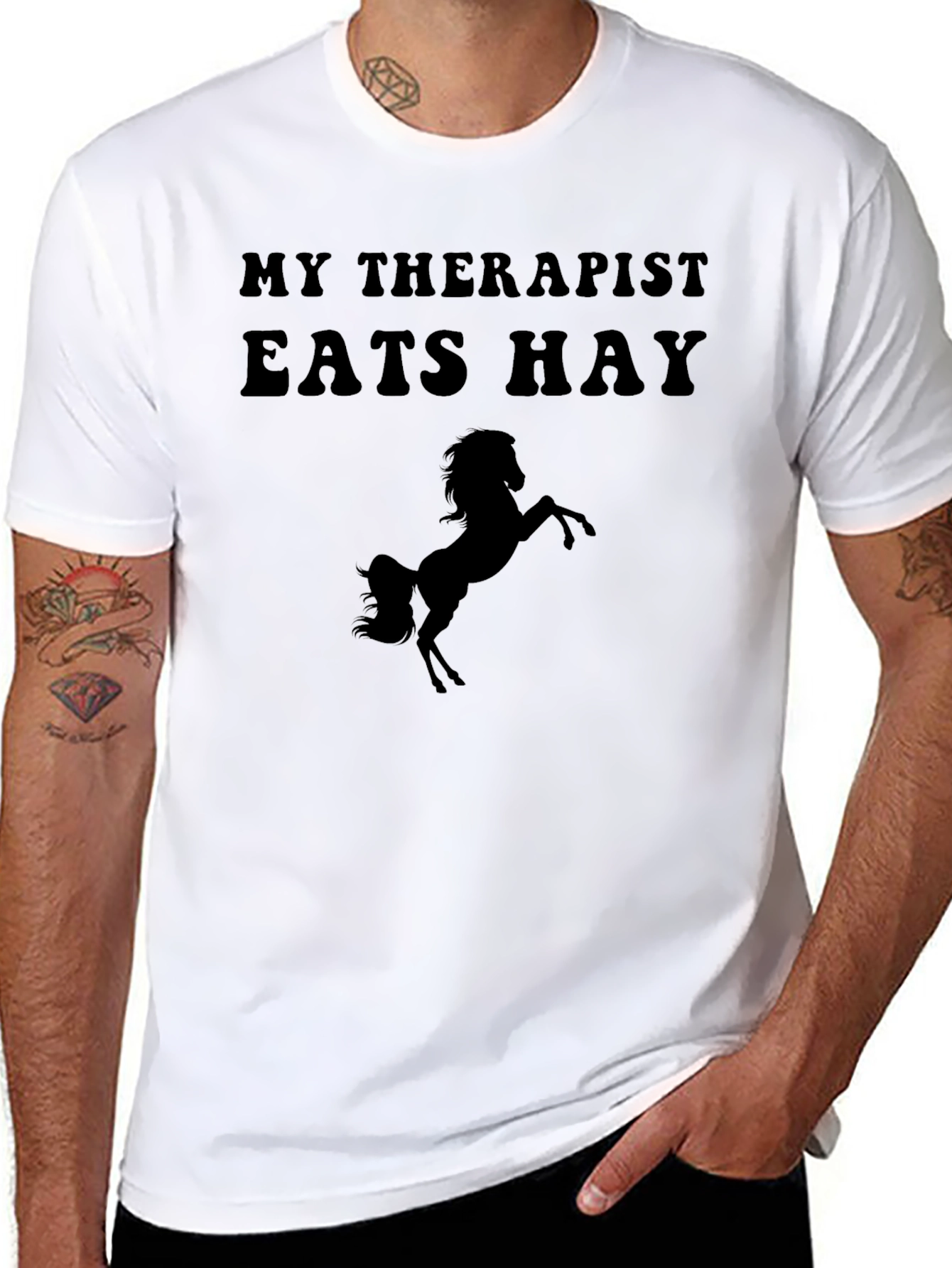 My Therapist Eats Hay Black Graphic Tee