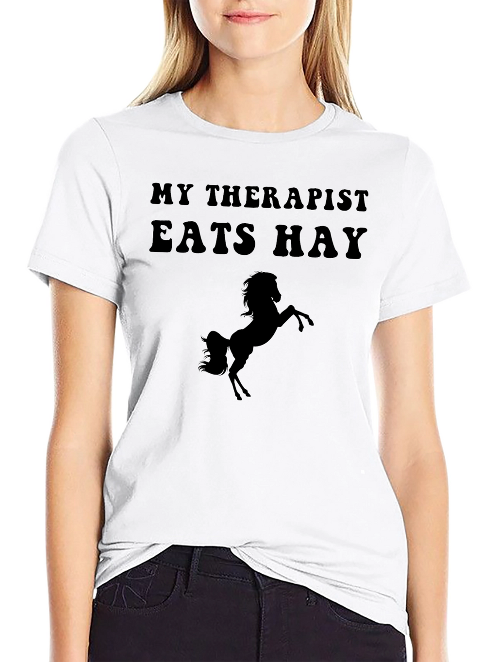 My Therapist Eats Hay Black Graphic Tee