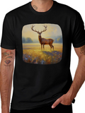 Deer Painting Graphic Tee - Nature Inspired Art Shirt