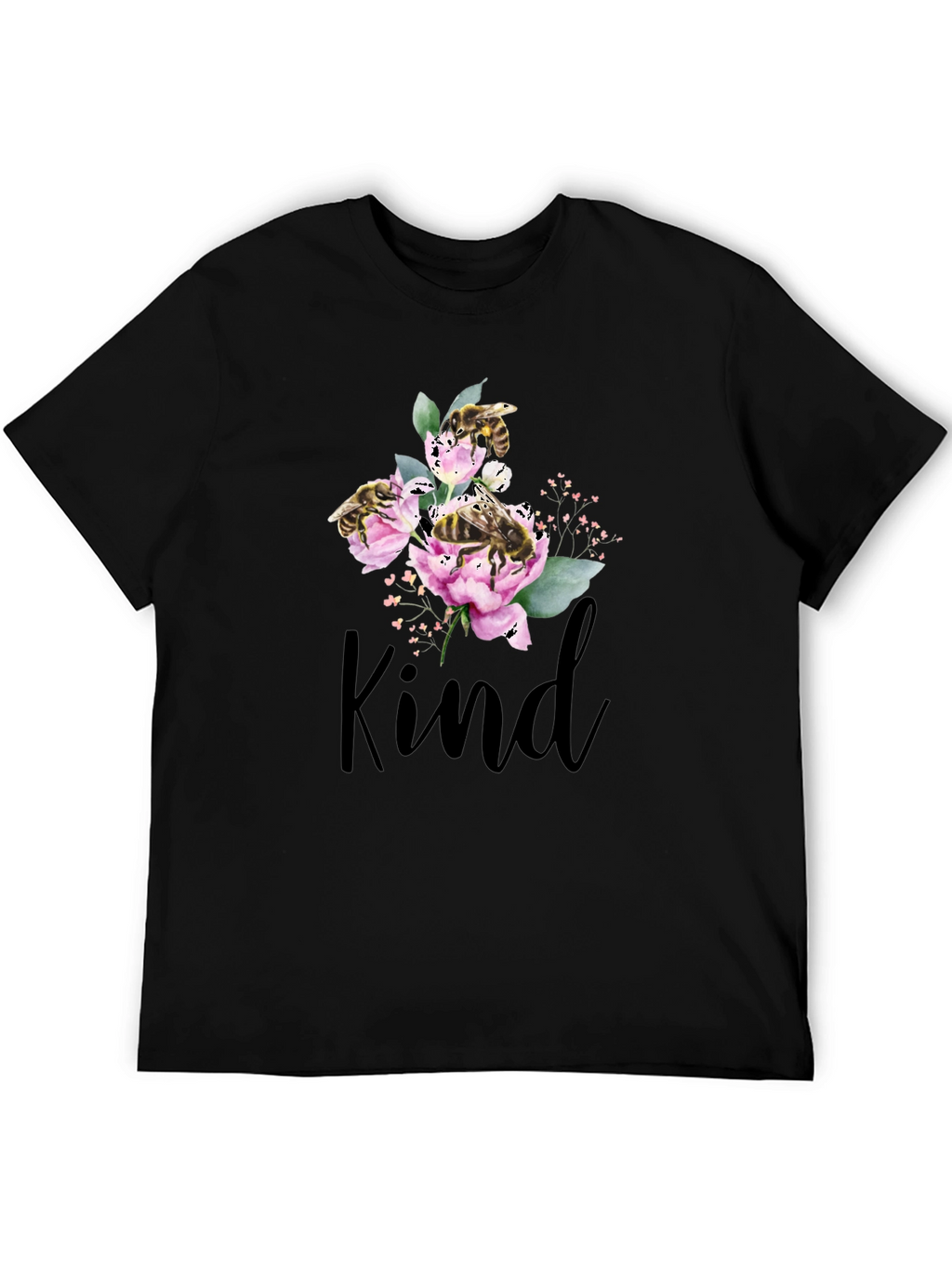 Kind Bee Flowers T-Shirt - Black