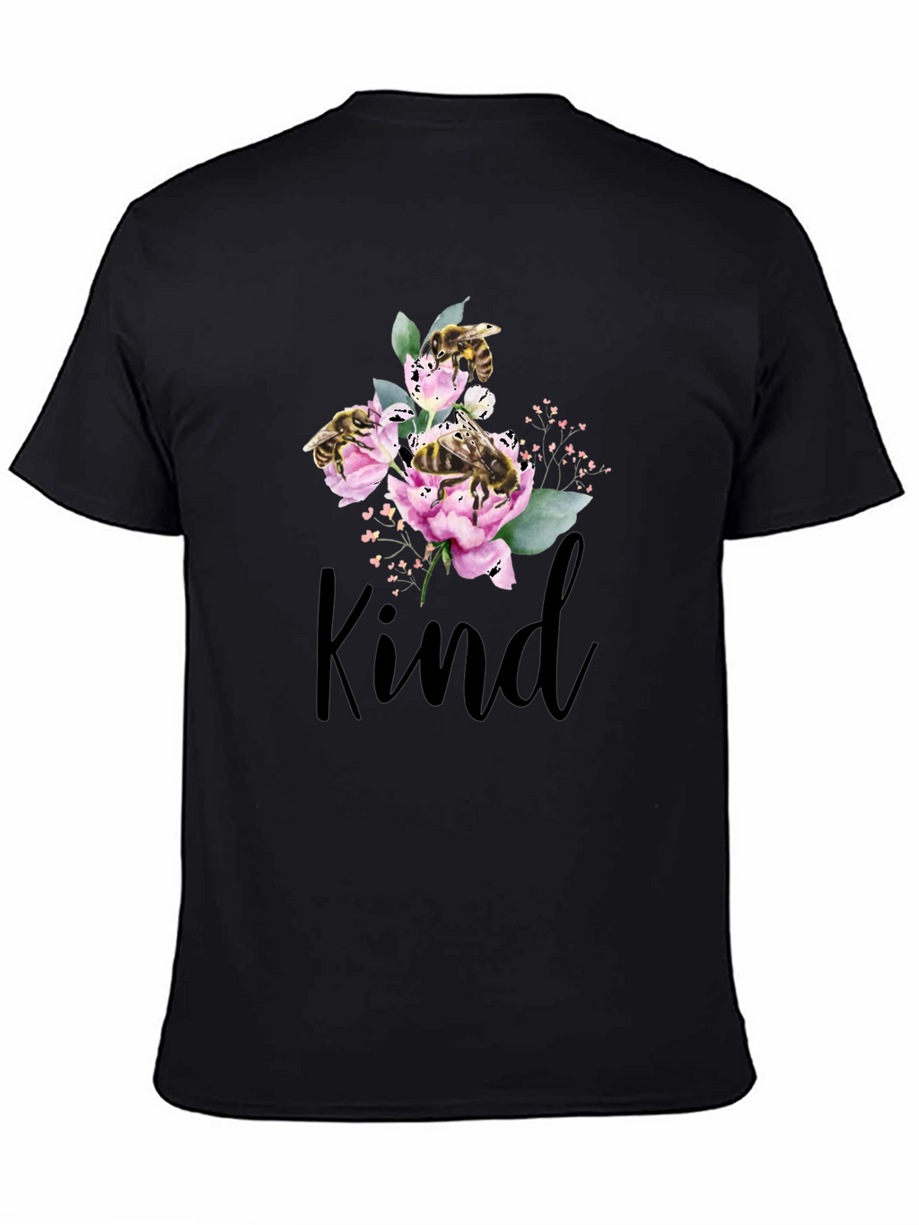 Kind Bee Flowers T-Shirt - Black