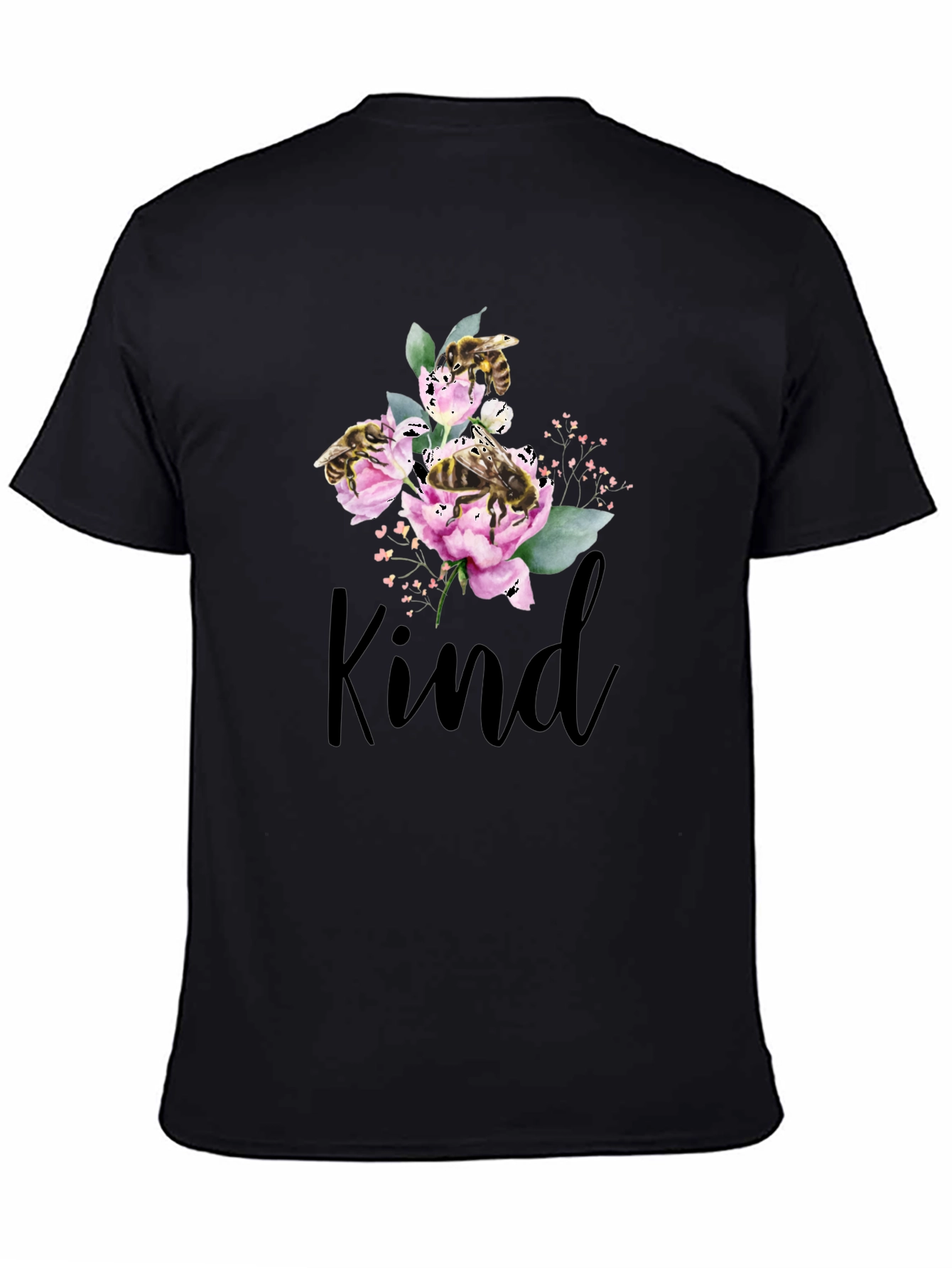 Kind Bee Flowers T-Shirt - Black