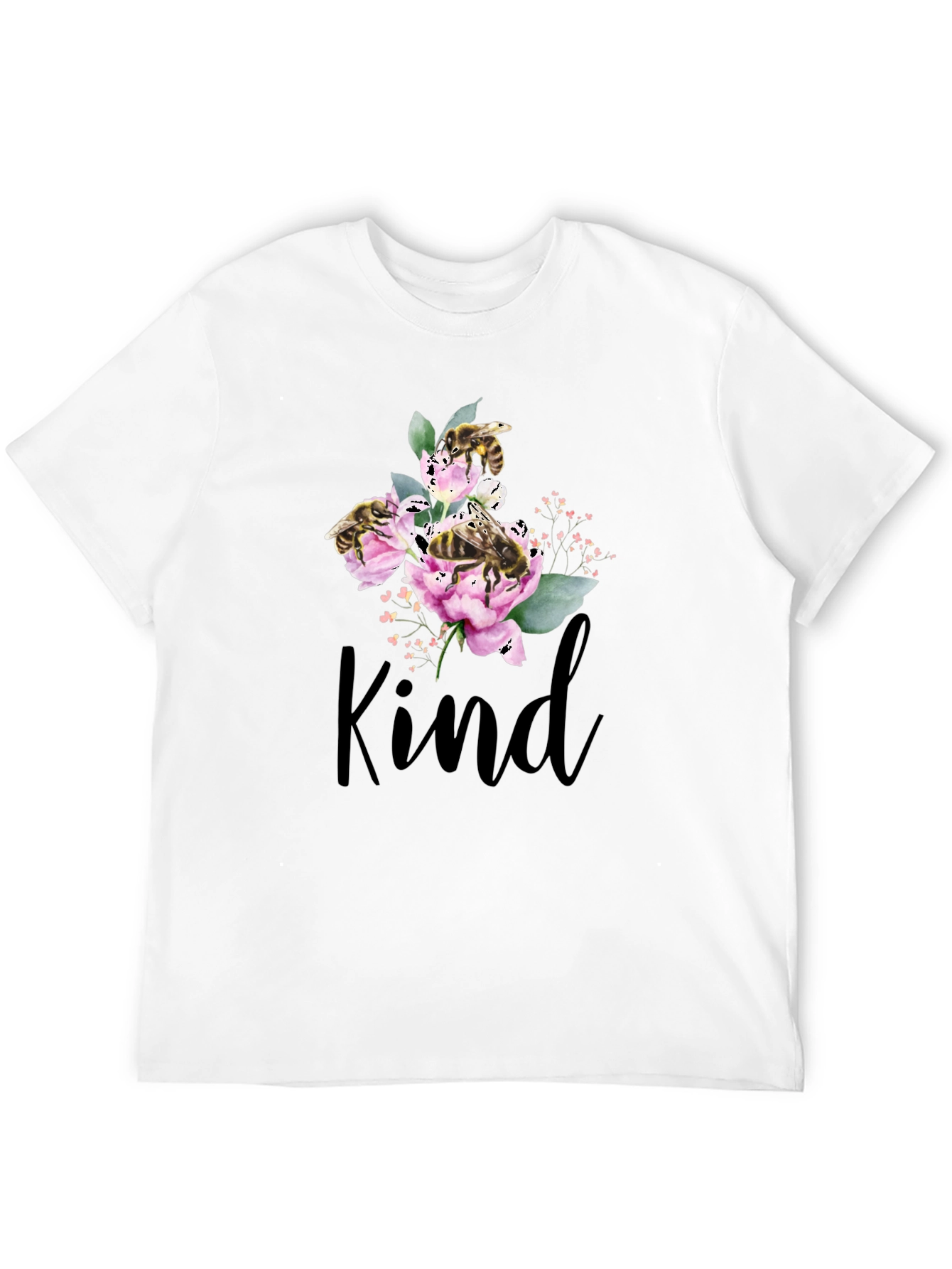 Kind Bee Flowers T-Shirt - Black
