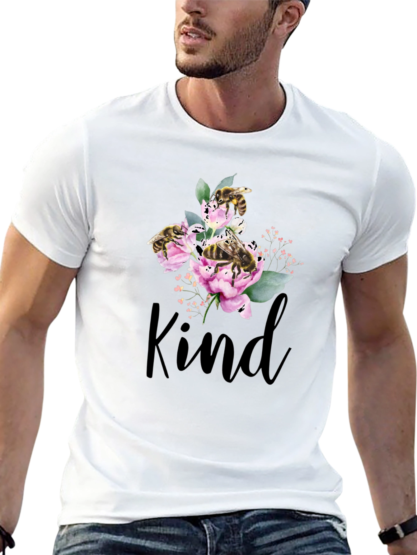 Kind Bee Flowers T-Shirt - Black