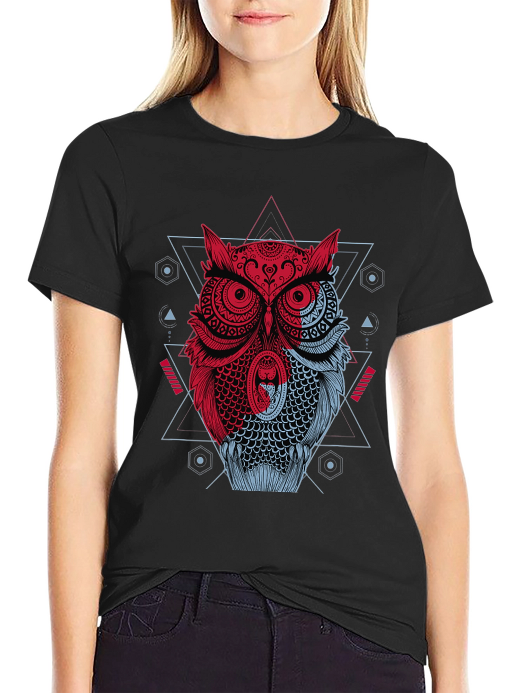 Geometric Owl Graphic T-Shirt