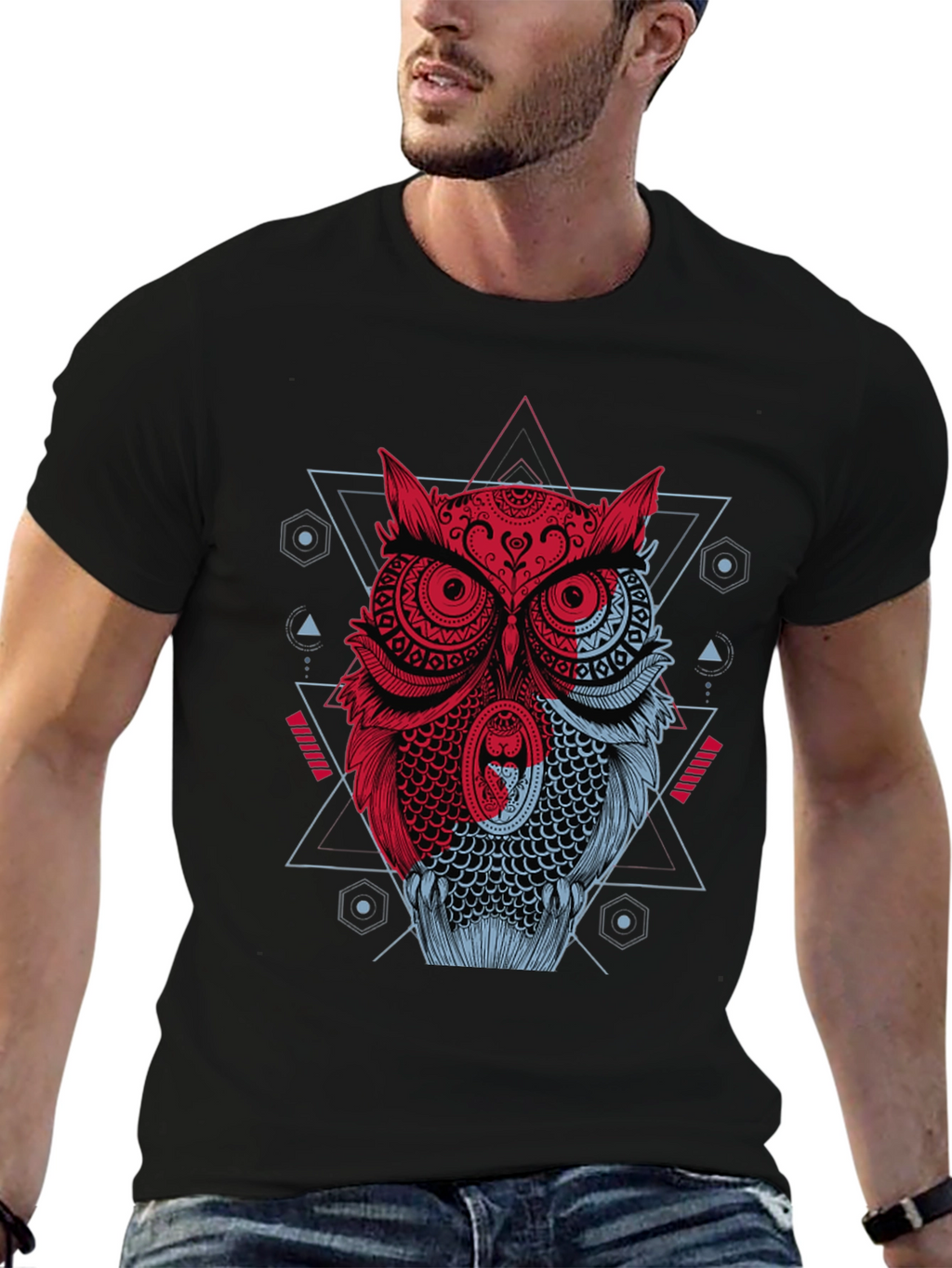 Geometric Owl Graphic T-Shirt