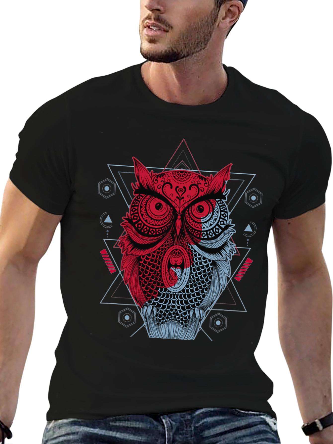 Geometric Owl Graphic T-Shirt