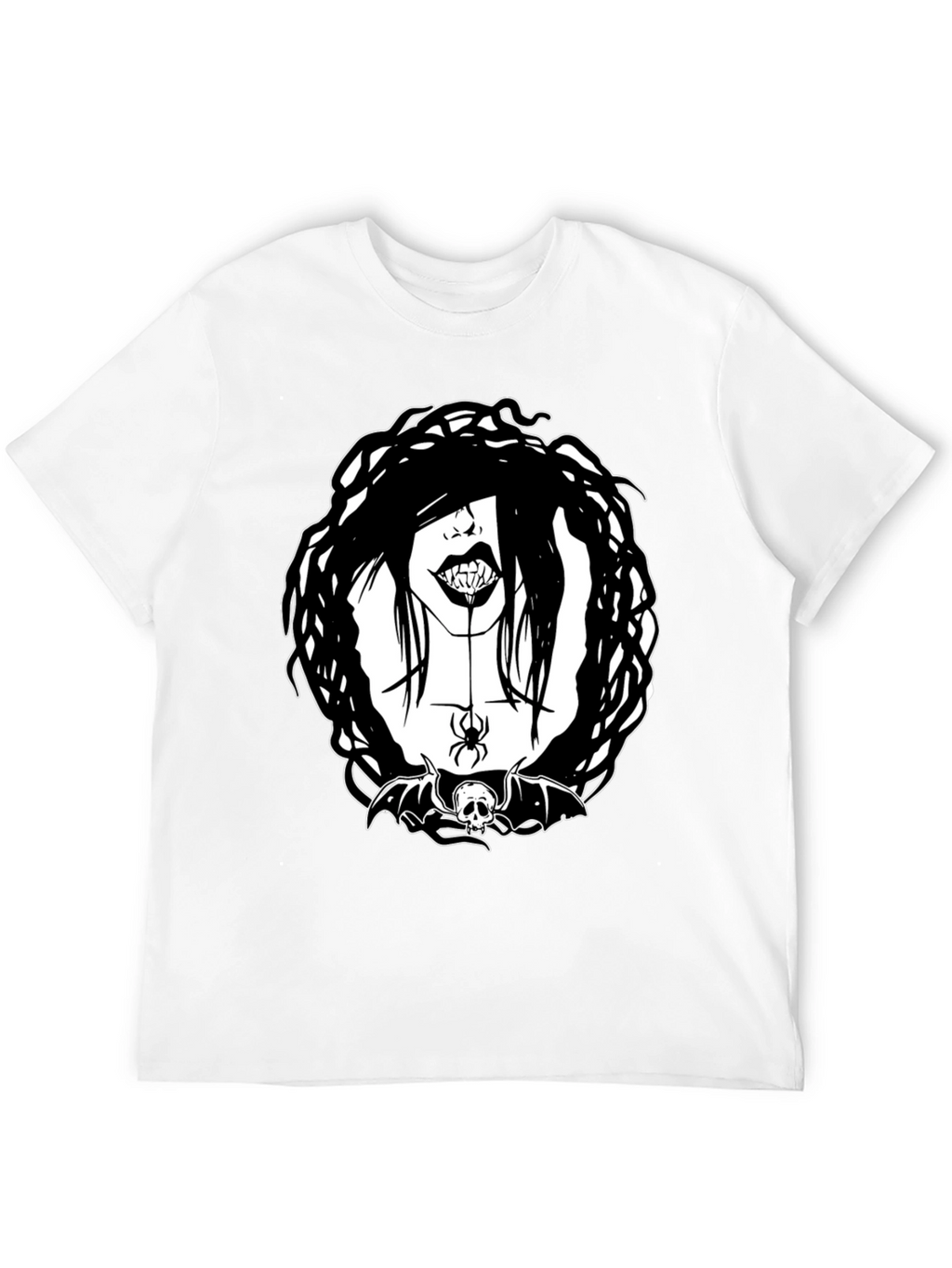 Gothic Vampire Spider Skull Bat Graphic Tee