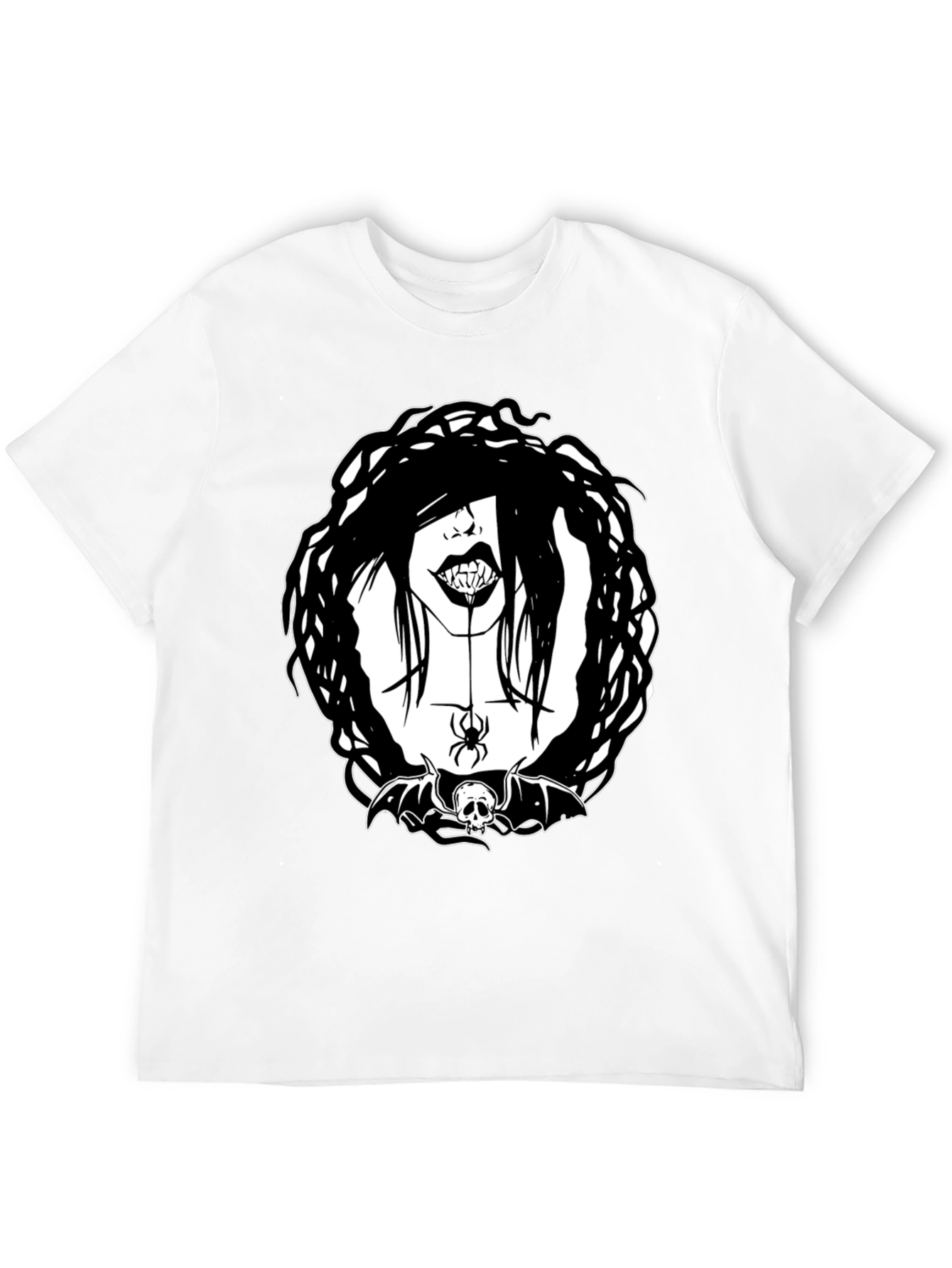 Gothic Vampire Spider Skull Bat Graphic Tee