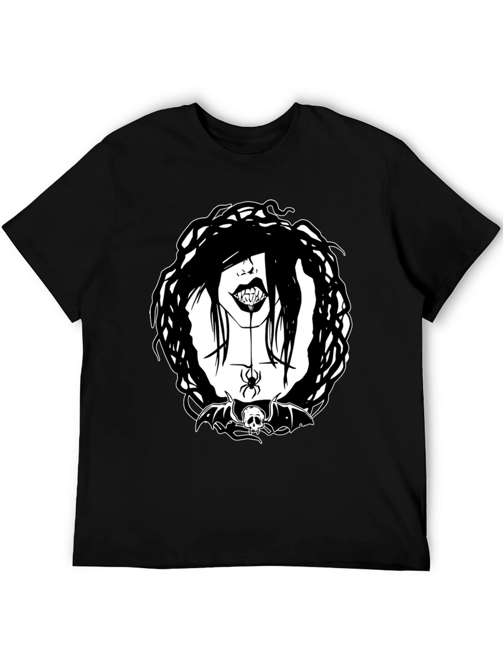 Gothic Vampire Spider Skull Bat Graphic Tee