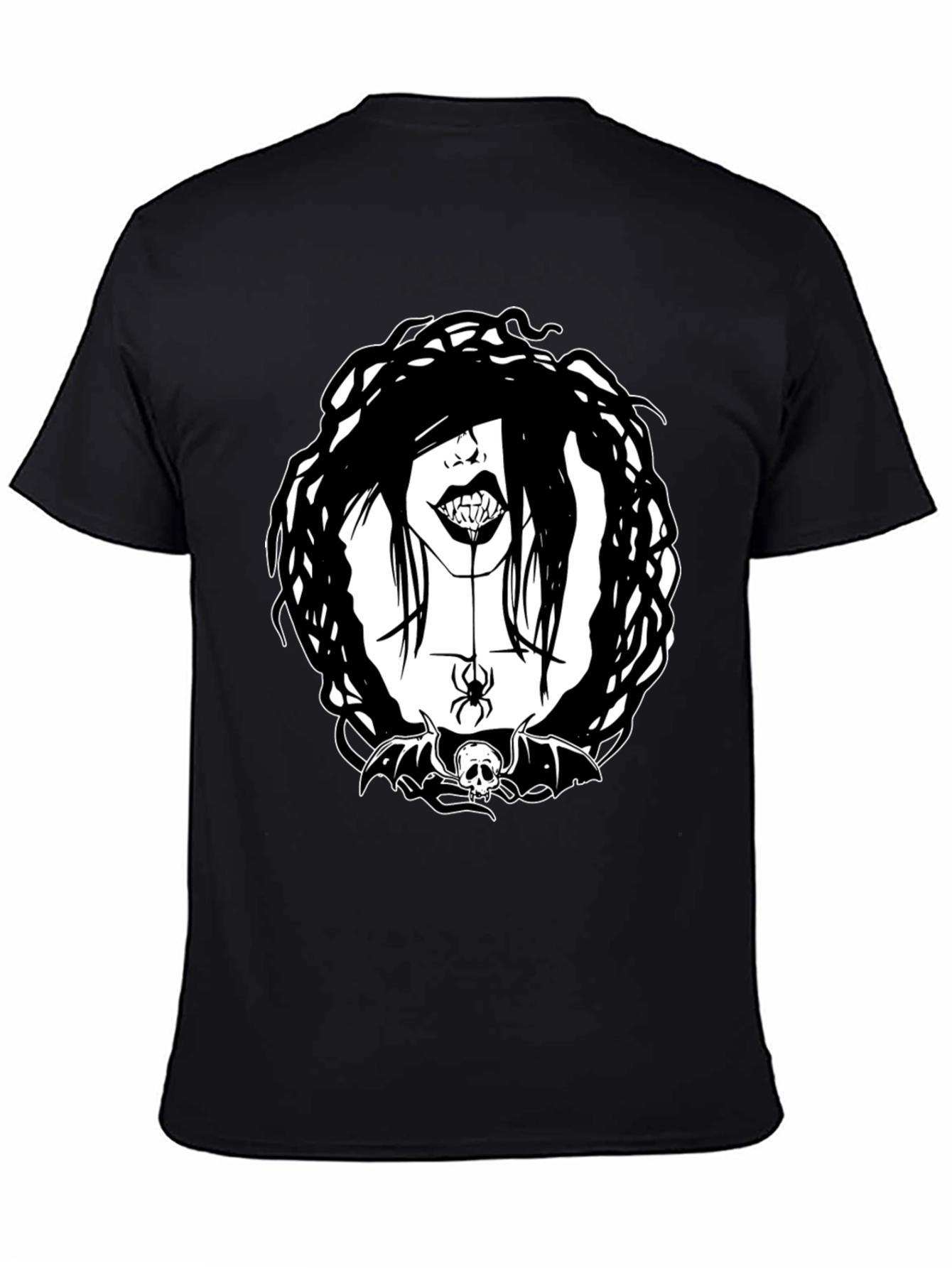 Gothic Vampire Spider Skull Bat Graphic Tee