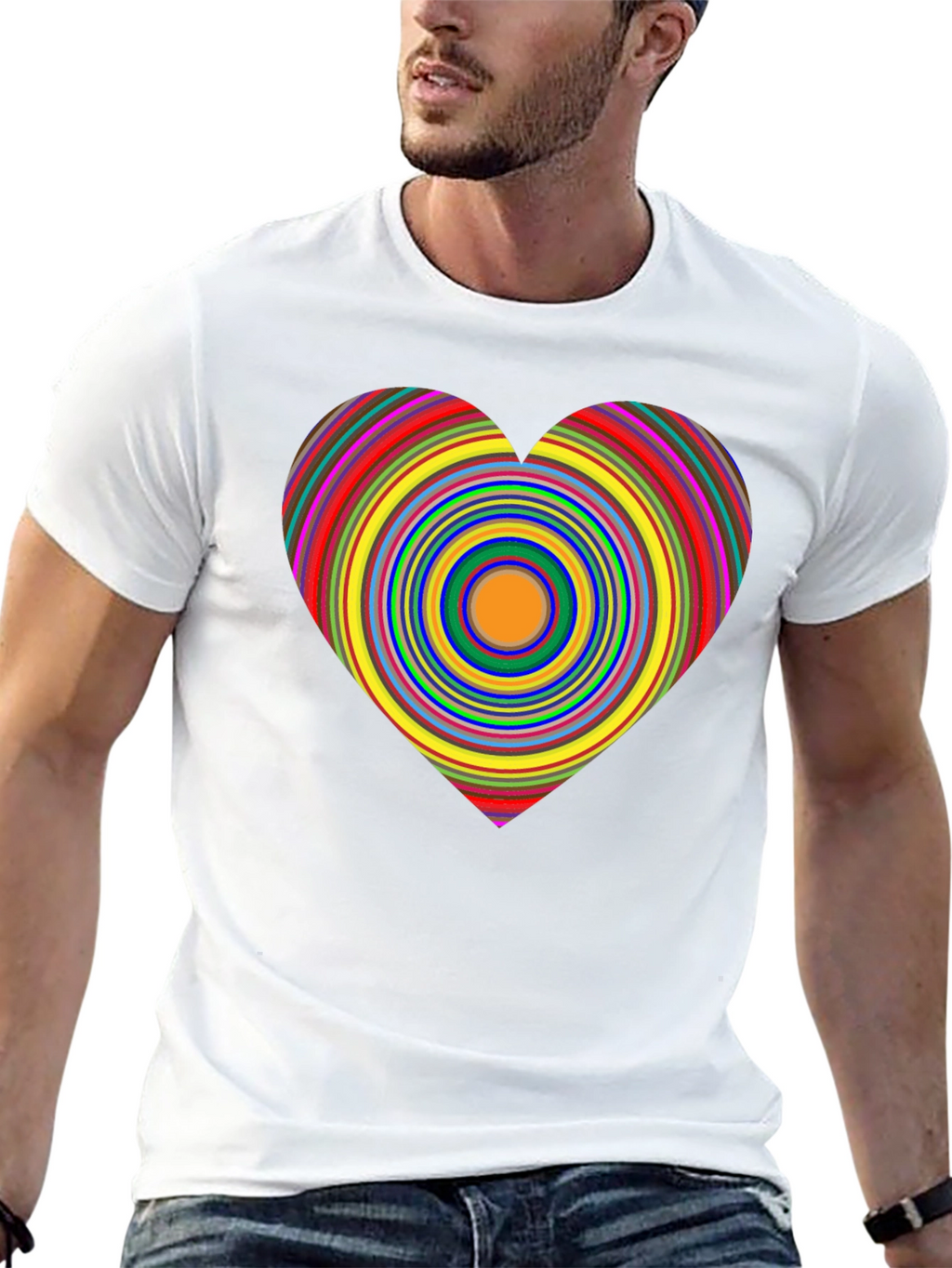 Rainbow Heart Graphic Black Tee